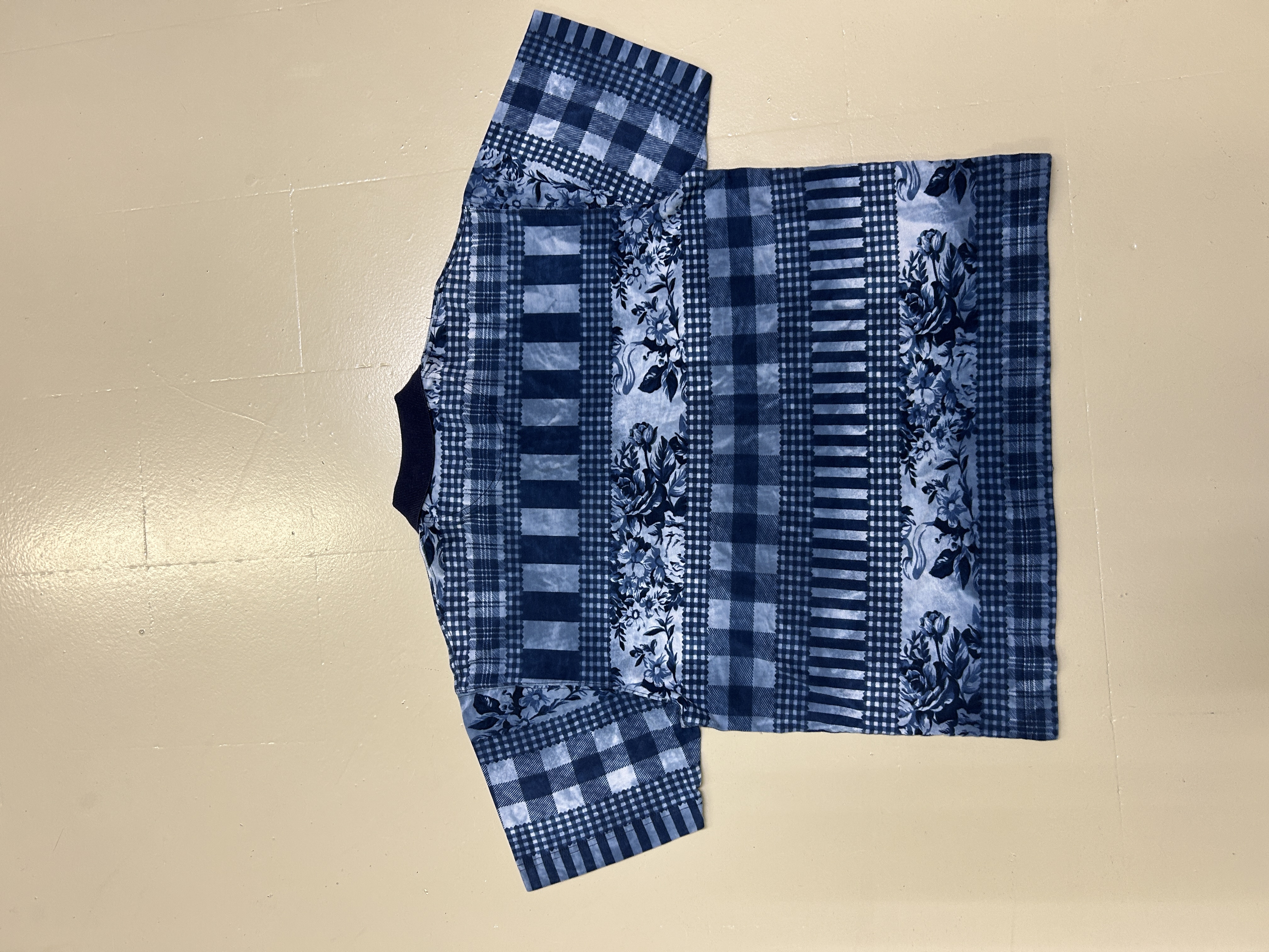 Blue Patterned Short Sleeve Shirt Taglia L