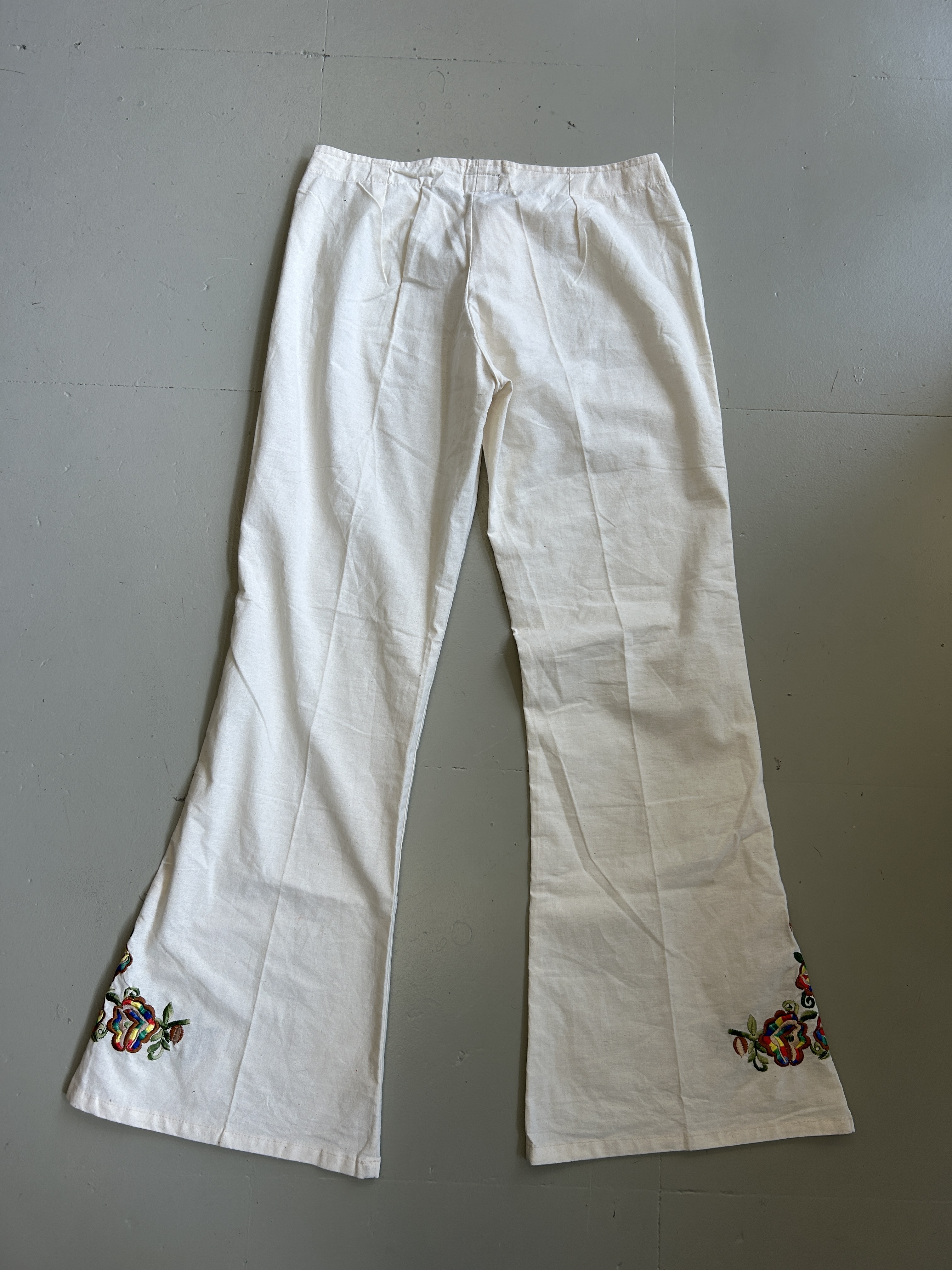 Embroidered White Pants Taglia L