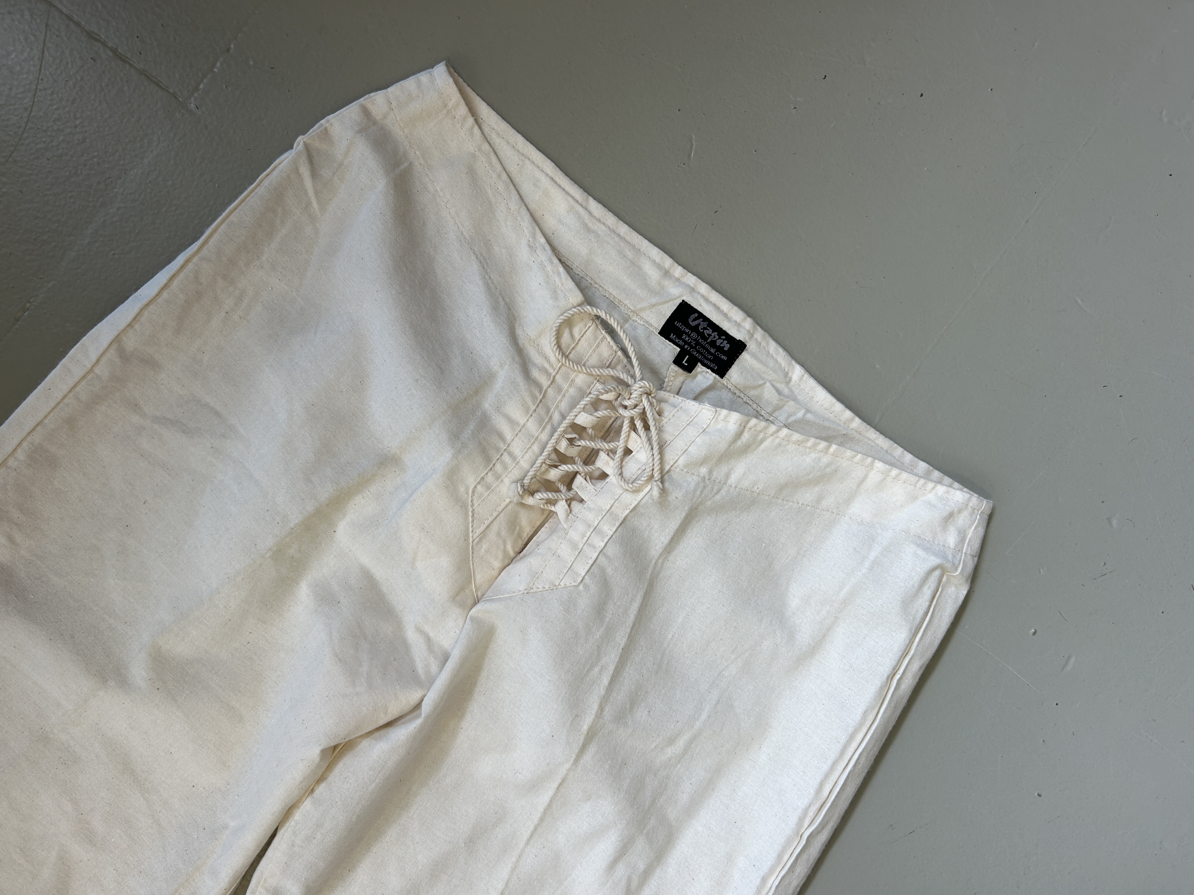 Embroidered White Pants Taglia L