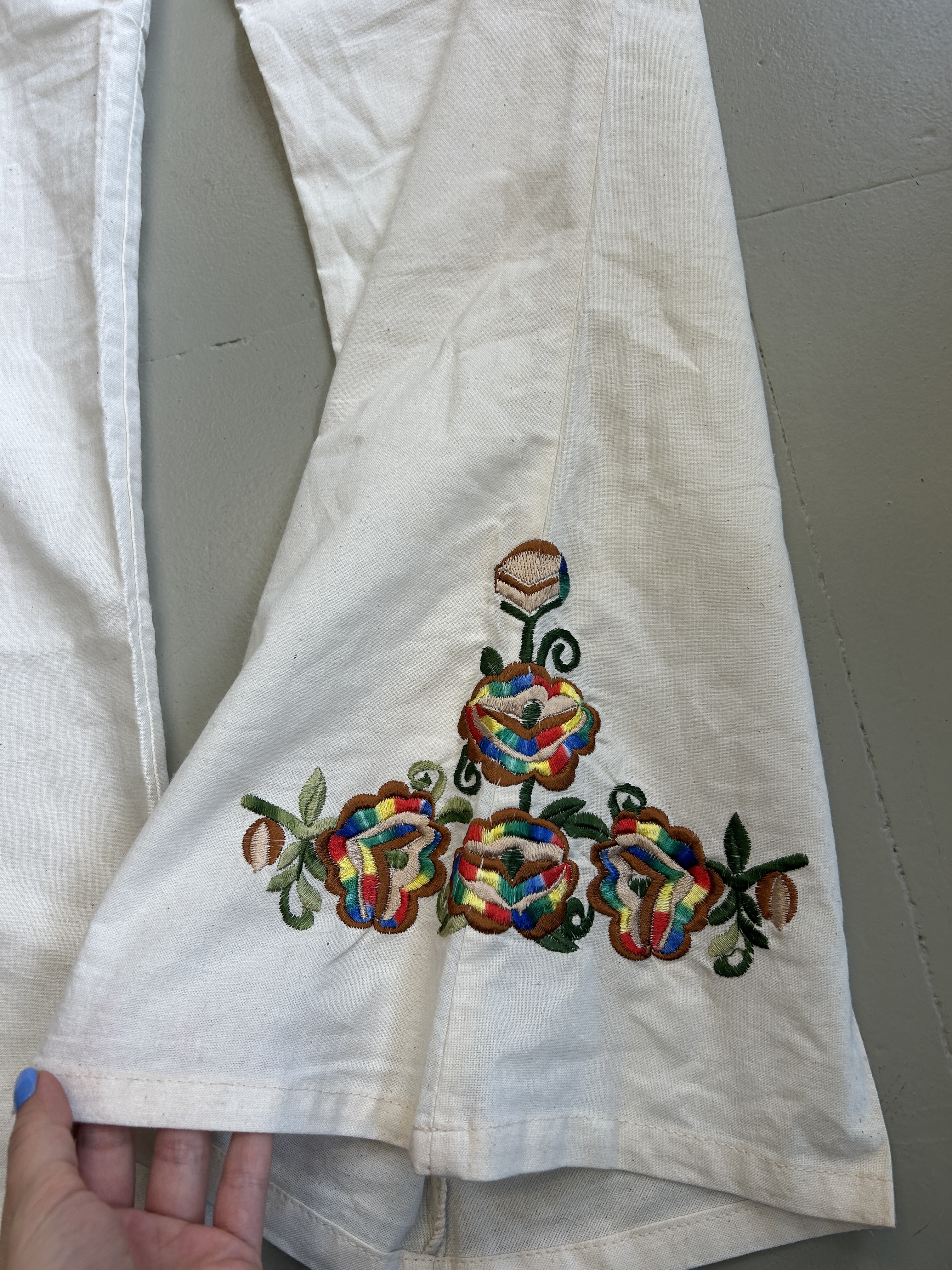 Embroidered White Pants Taglia L