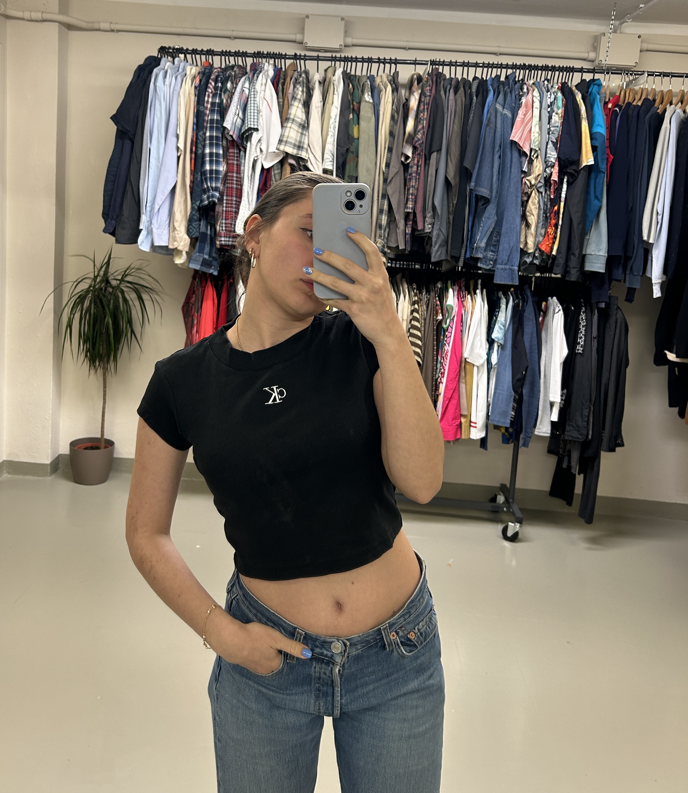 Calvin Klein Black Crop Top taglia XS