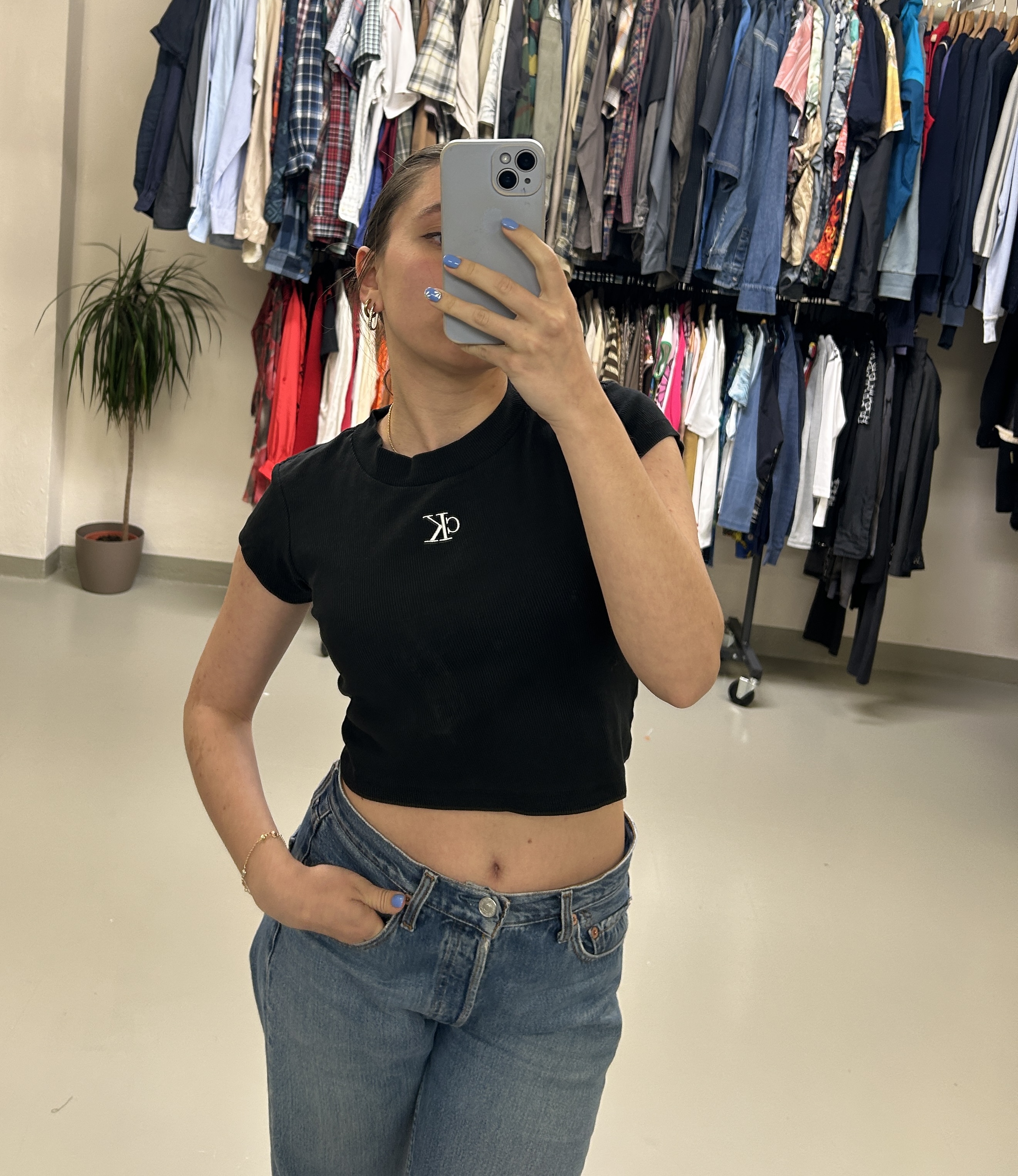 Calvin Klein Black Crop Top taglia XS