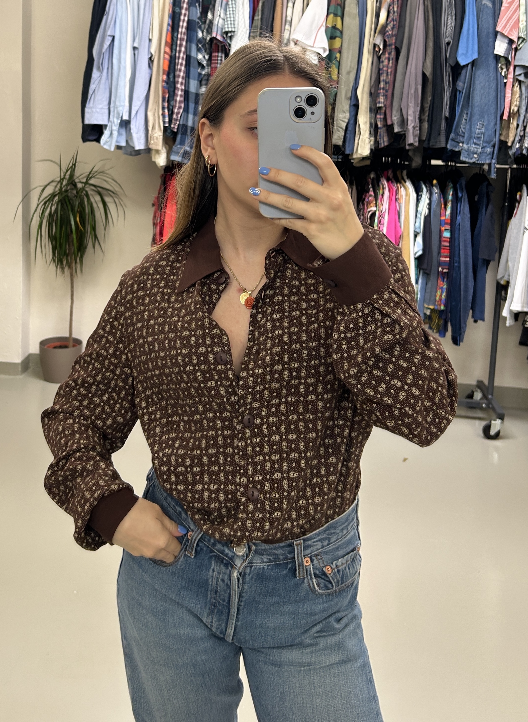 Vintage Brown Blouse Taglia M
