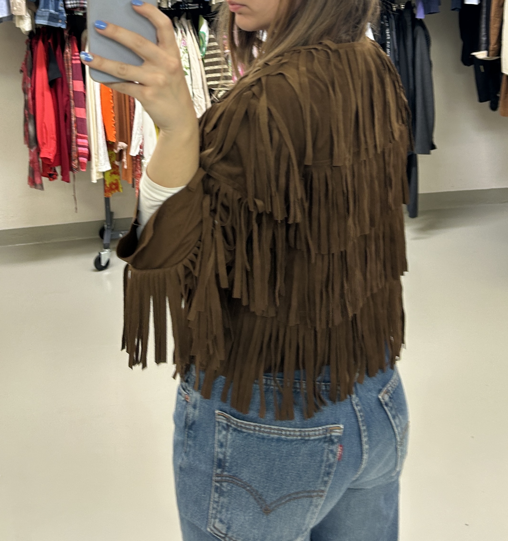 Brown Fringe Jacket Taglia S