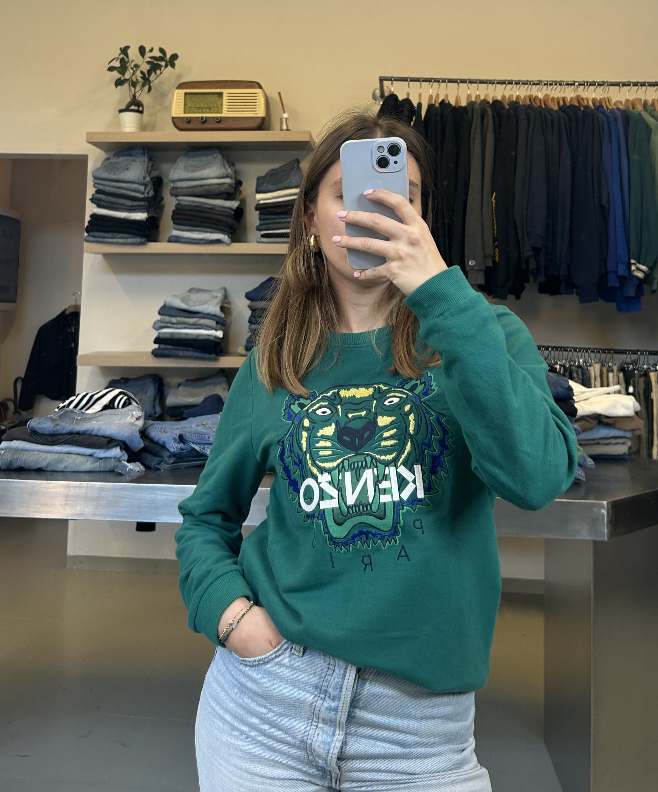 Kenzo Green Tiger Sweatshirt taglia XS/S