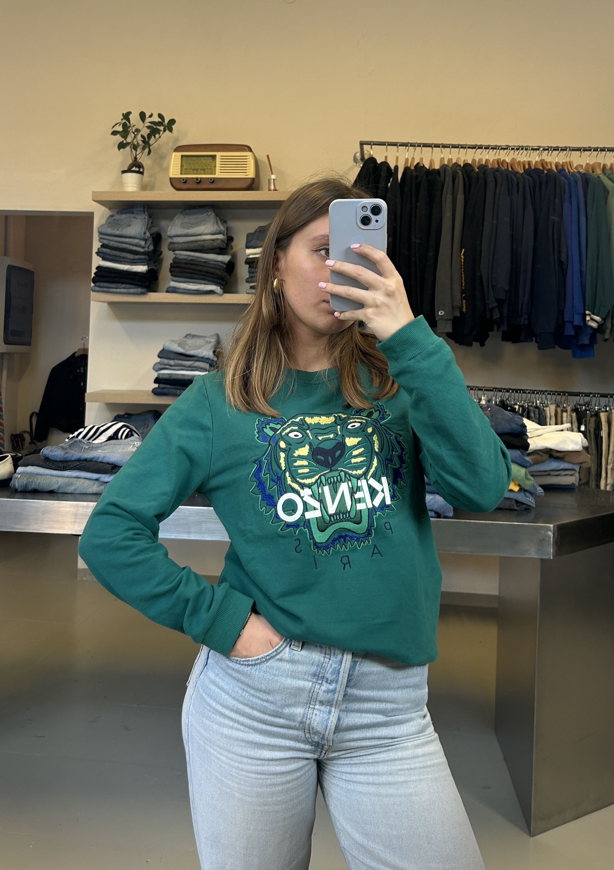 Kenzo Green Tiger Sweatshirt taglia XS/S
