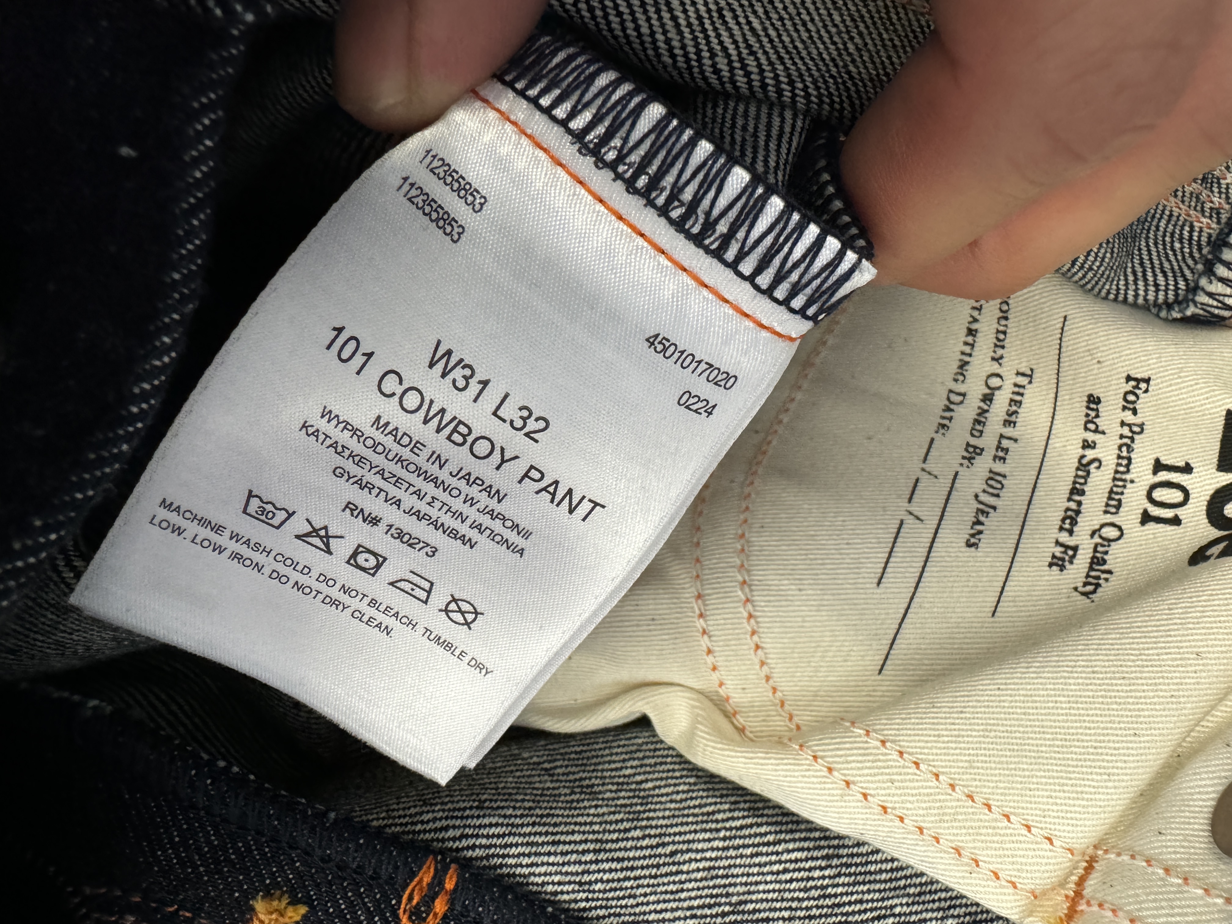 Lee selvedge made in Japan