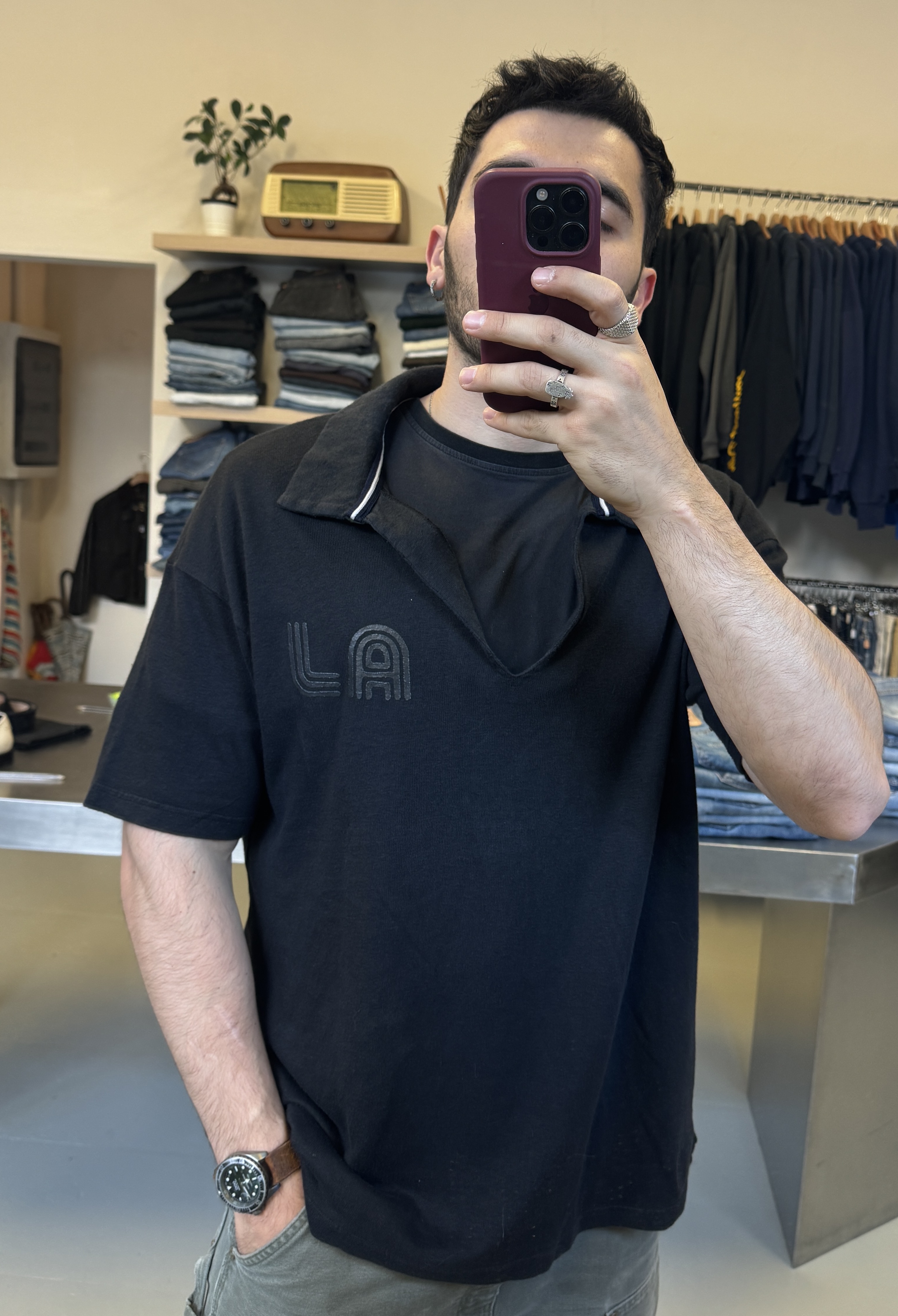 Armani Jeans Black Collared polo Taglia XXL