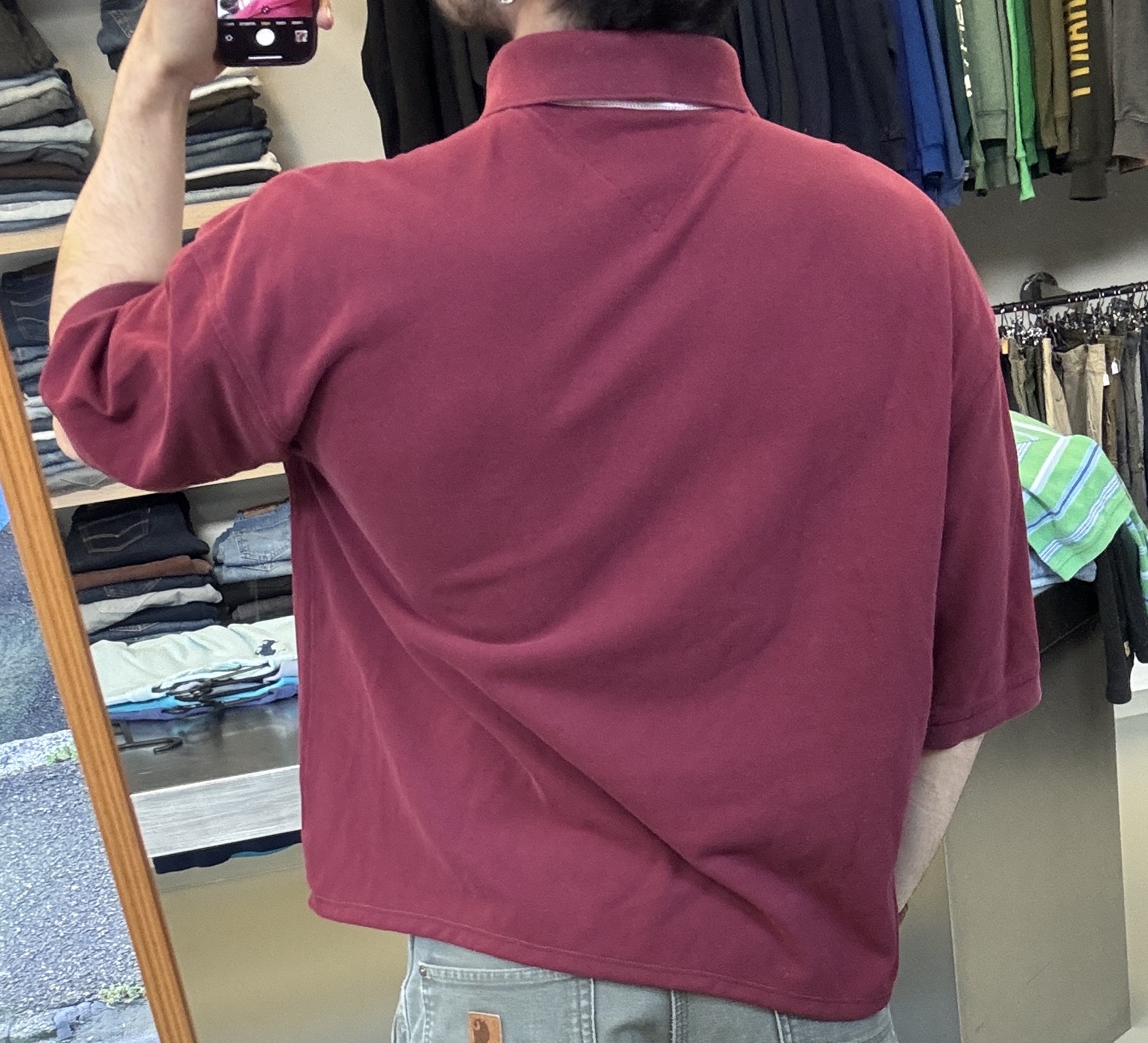 Tommy Hilfiger crop fit Burgundy Polo Shirt taglia XXL