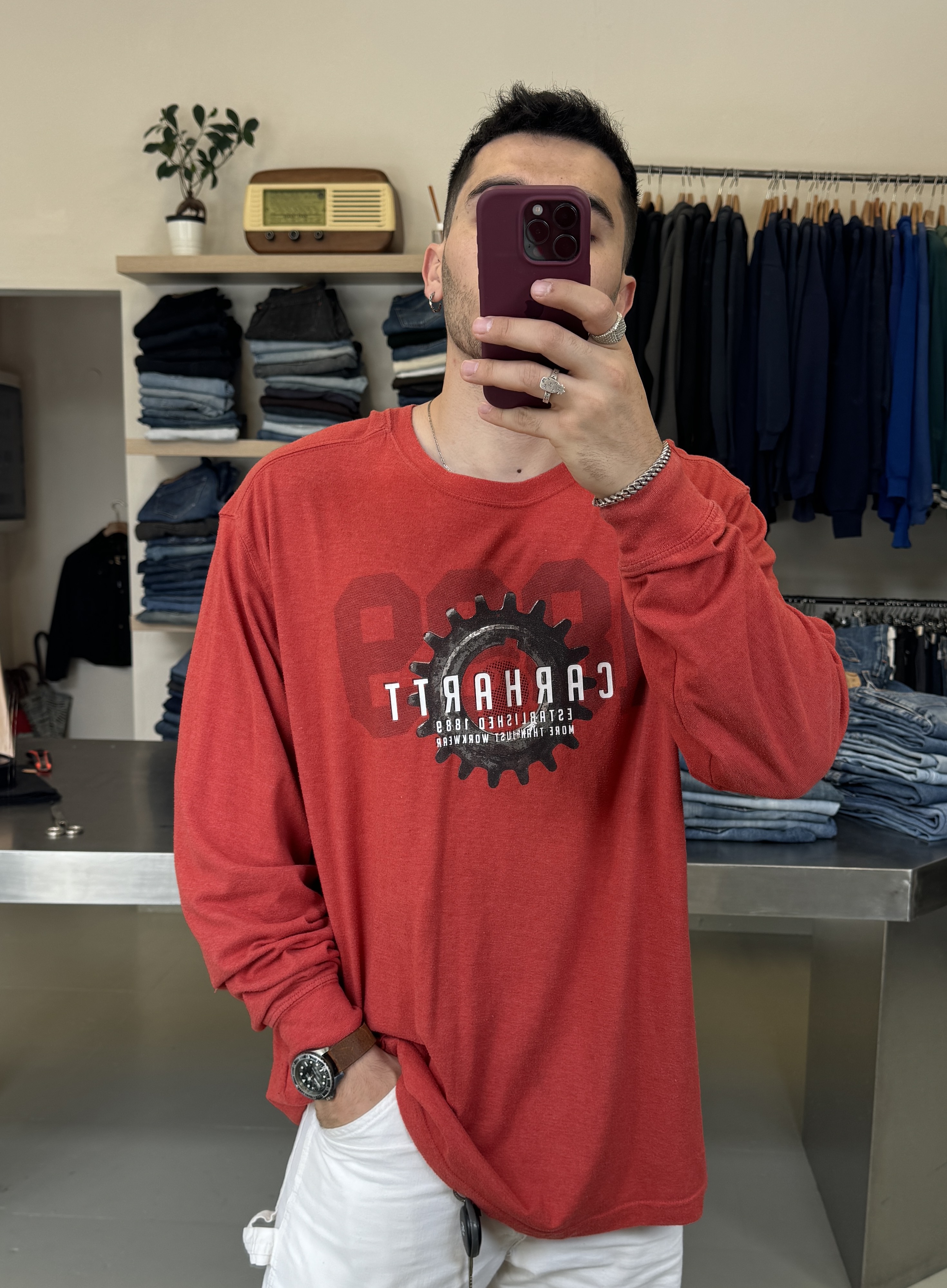 Red Carhartt Long Sleeve Shirt Taglia XL