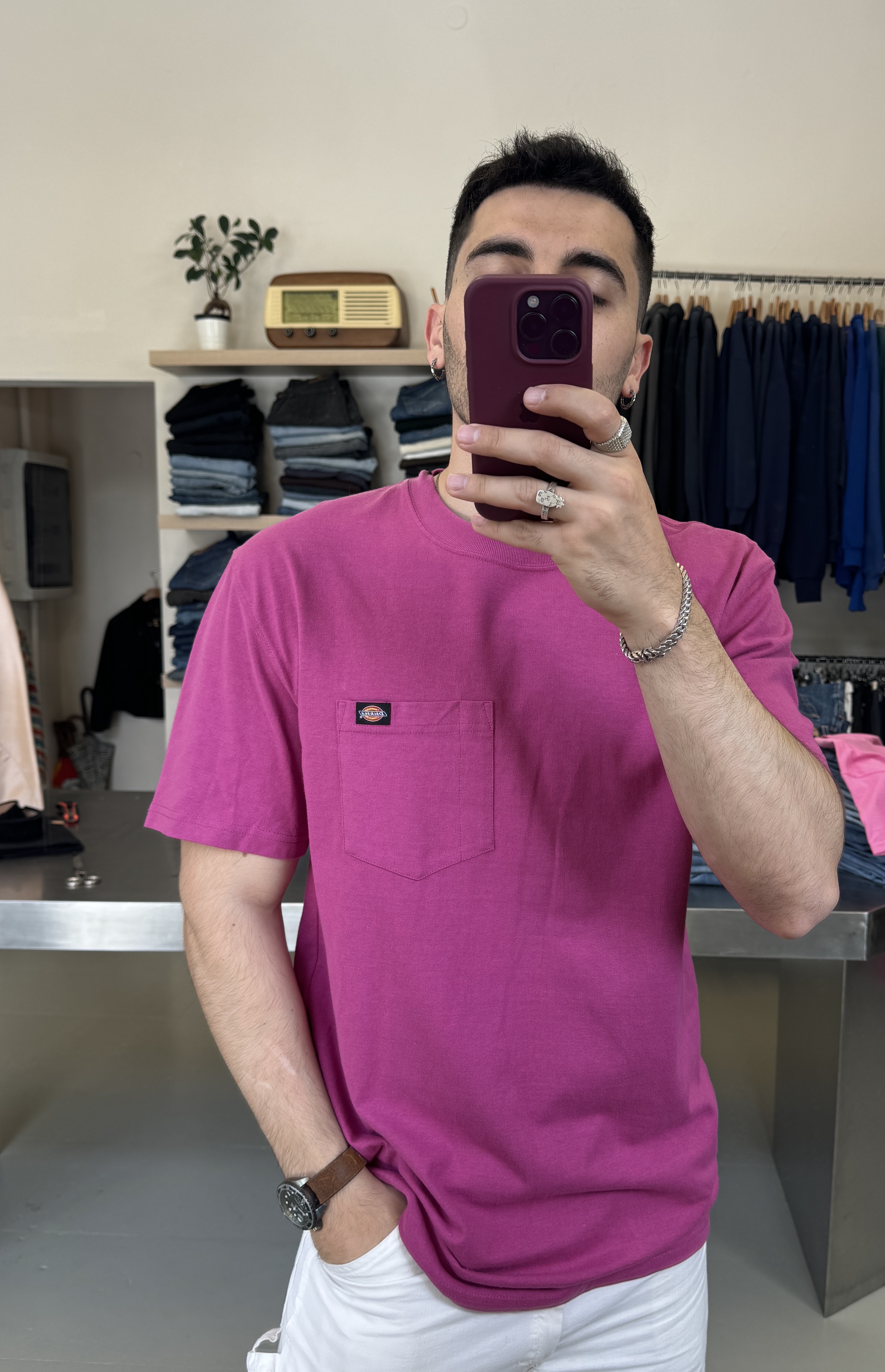 Dickies Men's Magenta T-Shirt Taglia M