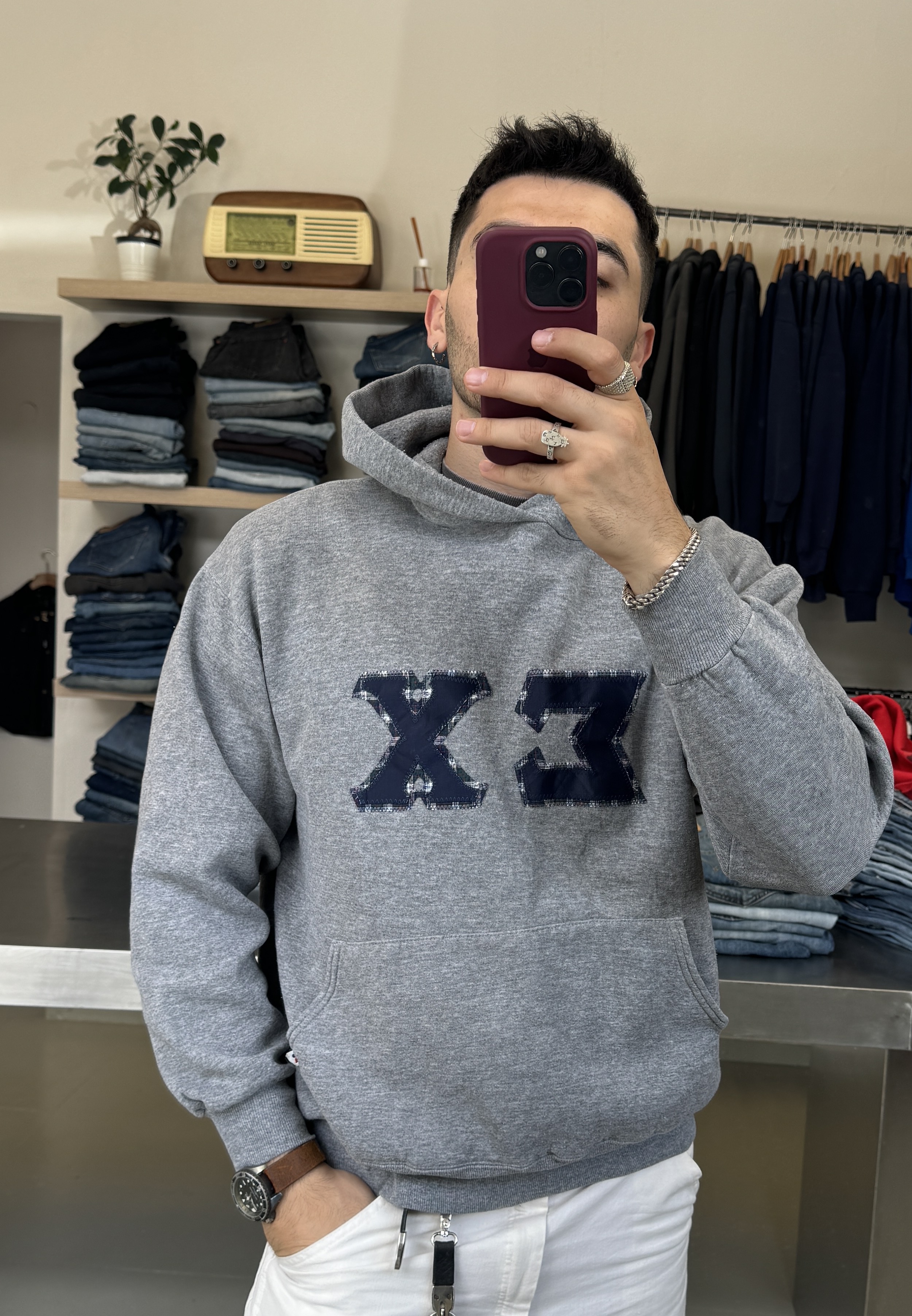 Russell Gray Hoodie taglia XL