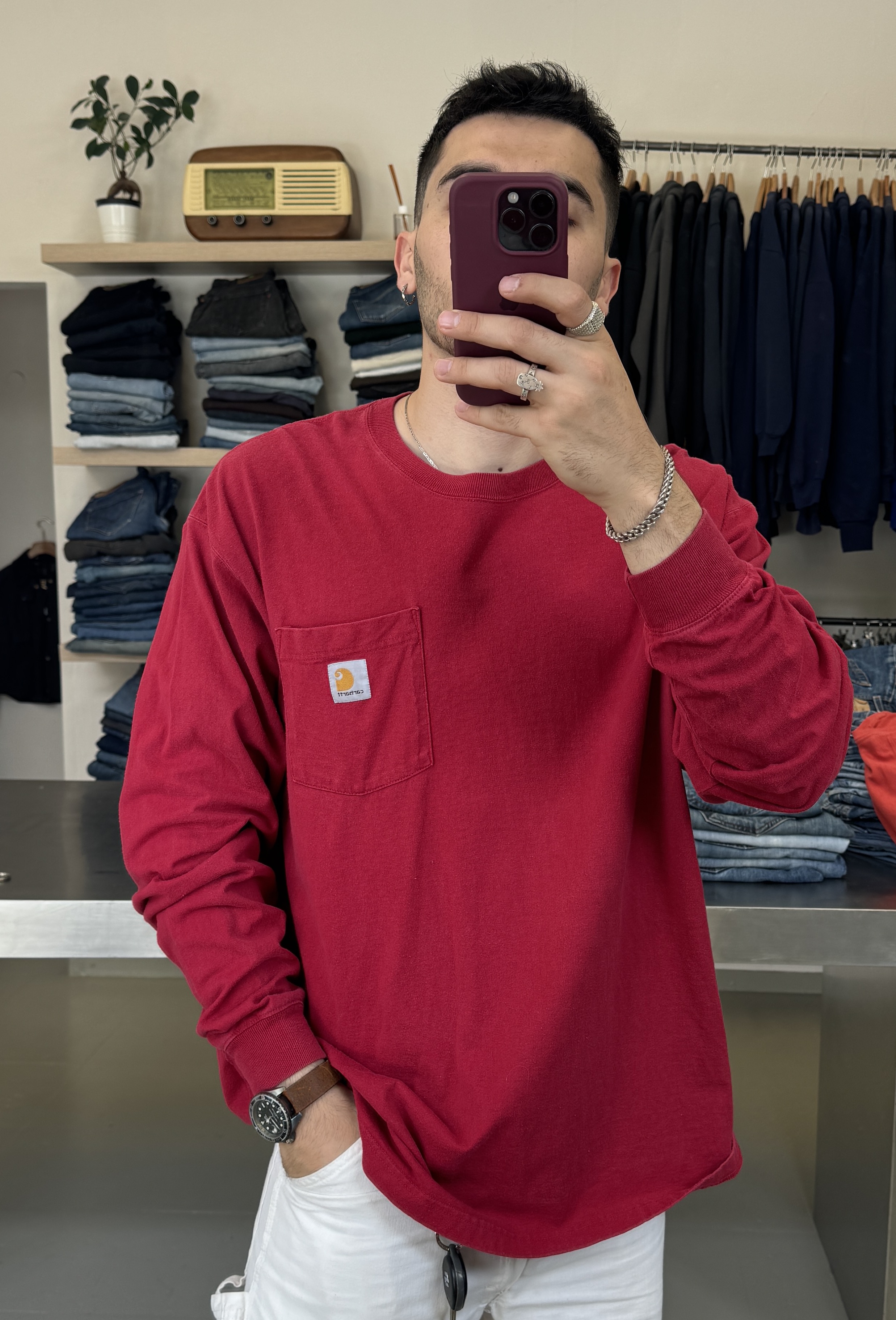 Carhartt Red Long Sleeve T-Shirt Taglia L