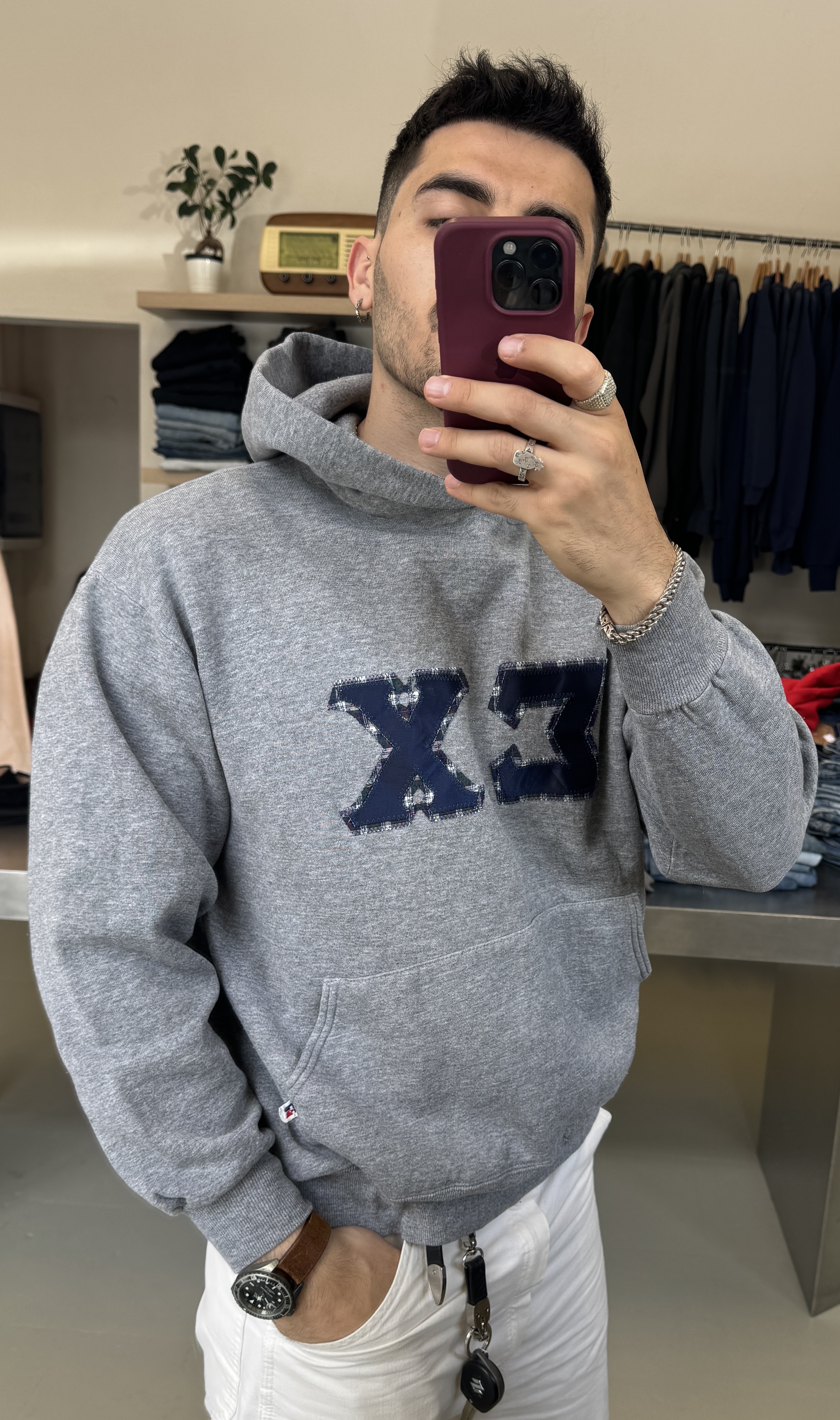 Russell Gray Hoodie taglia XL