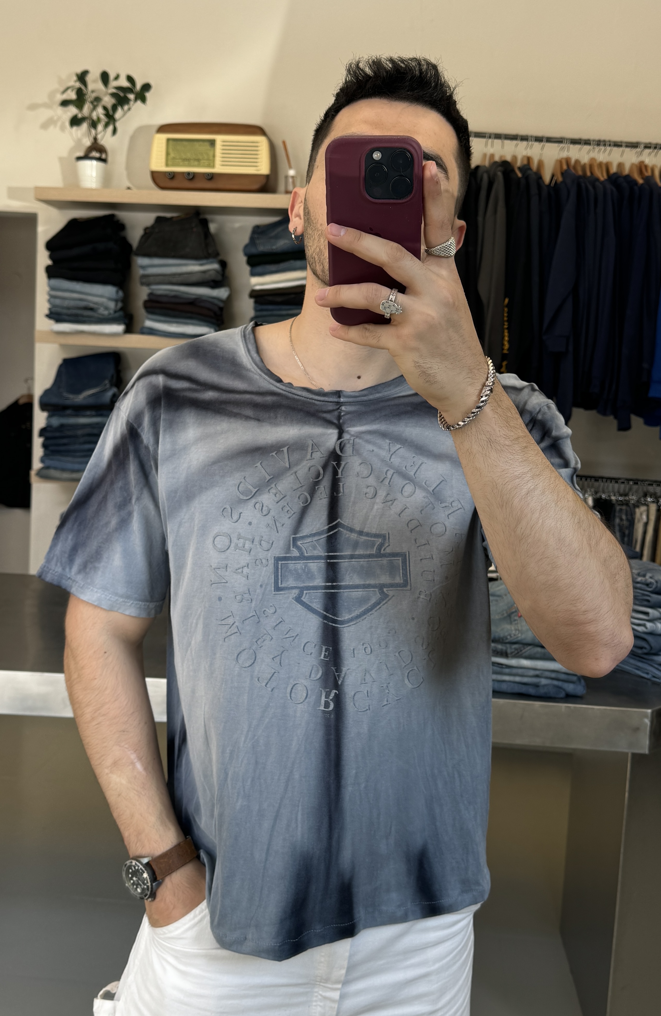 Harley Davidson Gray Graphic T-Shirt crop taglia XL