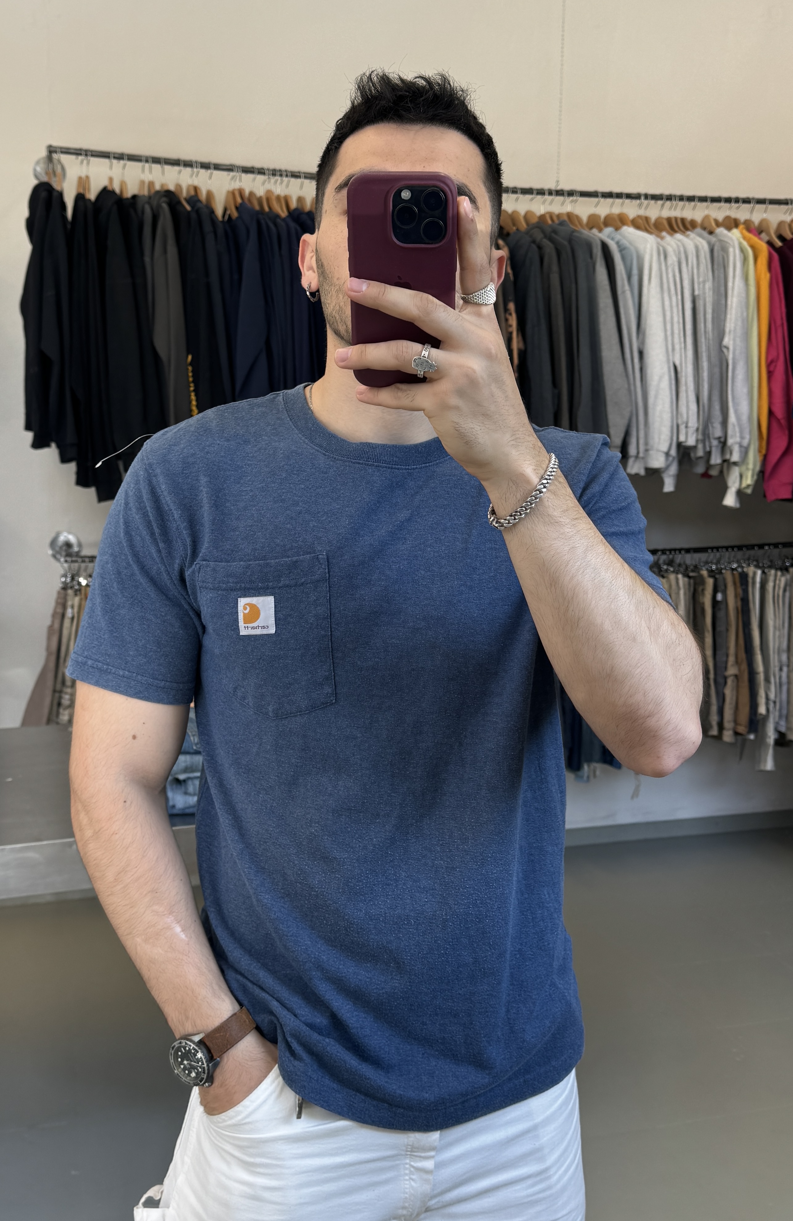 Carhartt Men's Blue T-Shirt taglia S