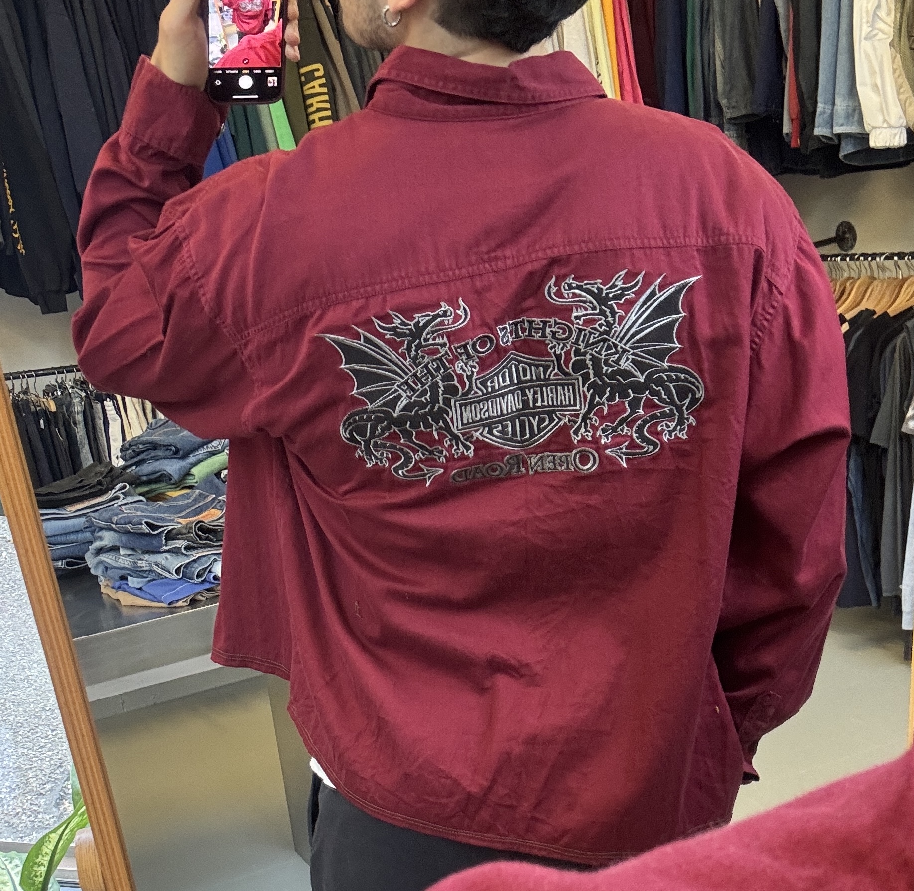 Harley Davidson Red Button-Up Shirt taglia XL