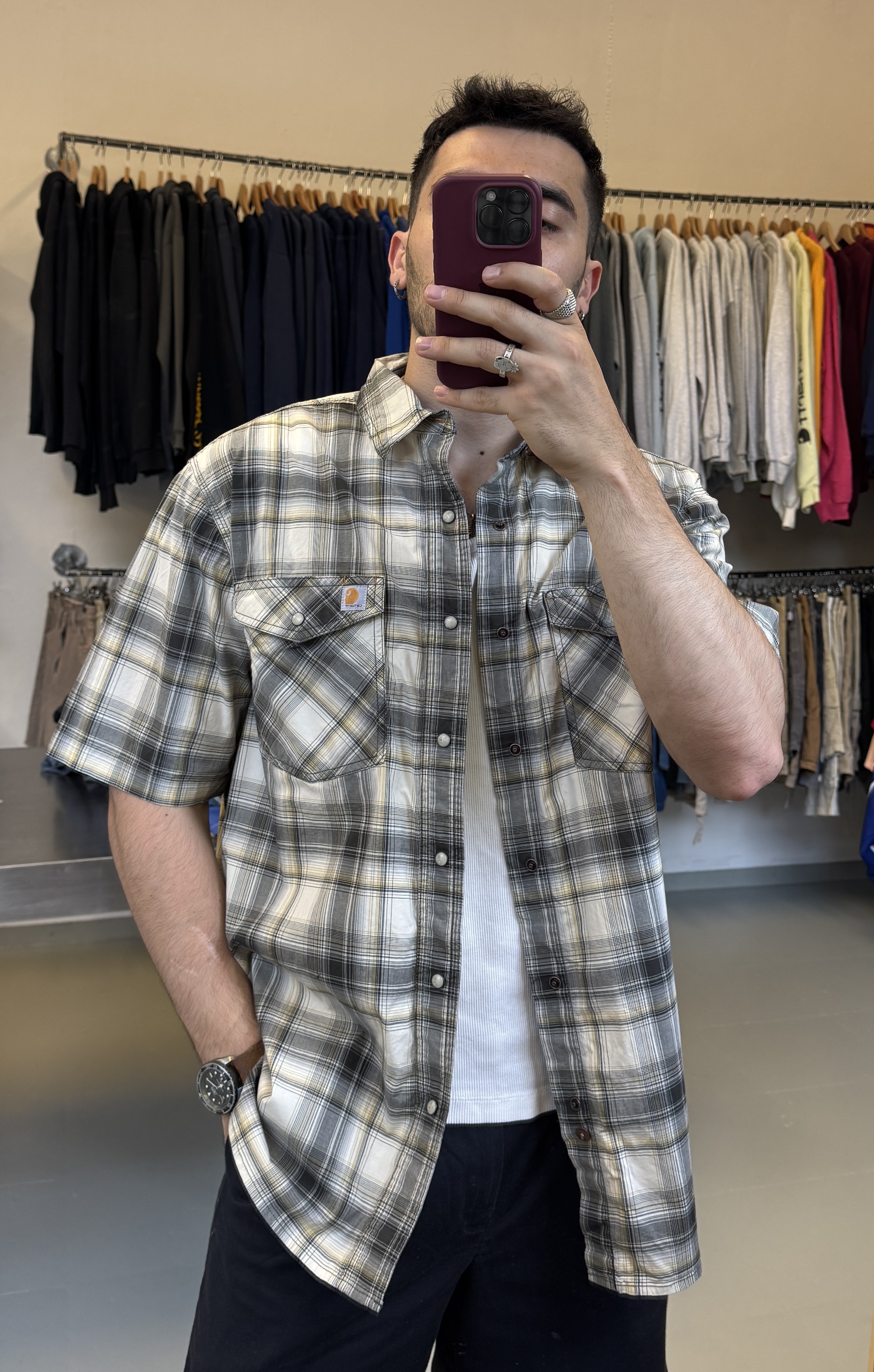 Carhartt Men's Plaid Short Sleeve Shirt taglia L