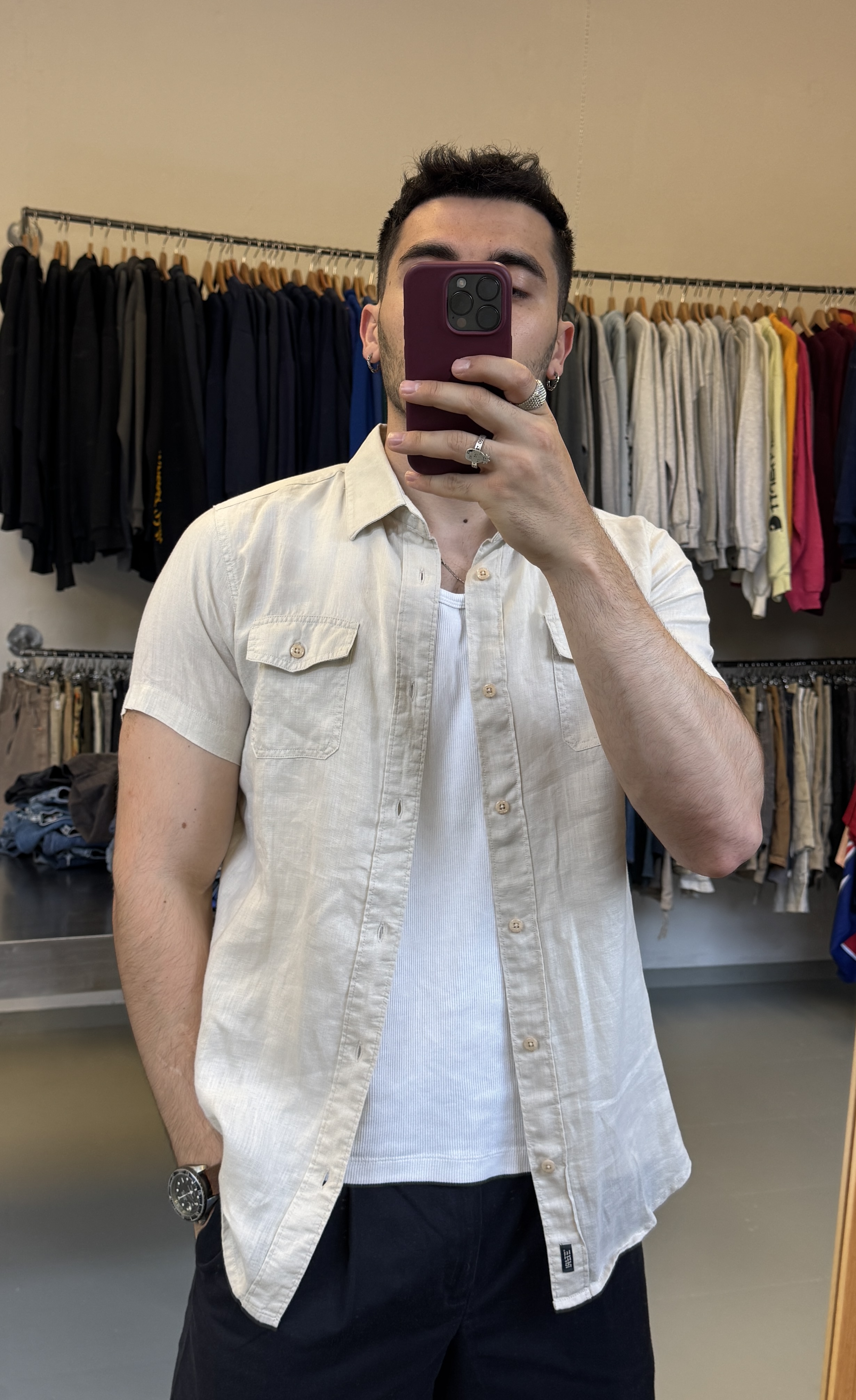 Rifle Men's Casual White line  Shirt taglia S