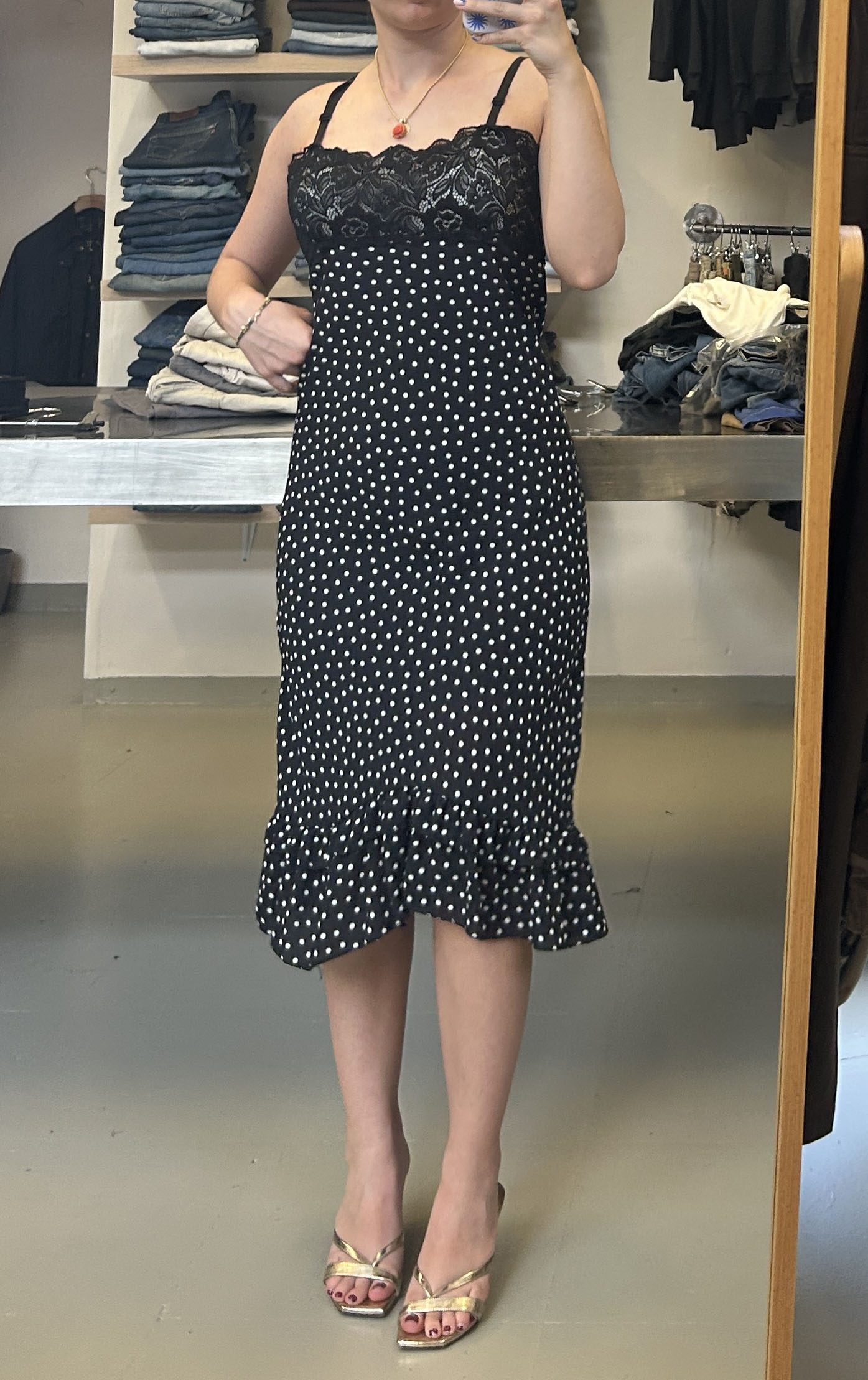 Black Polka Dot Dress Tg S/M