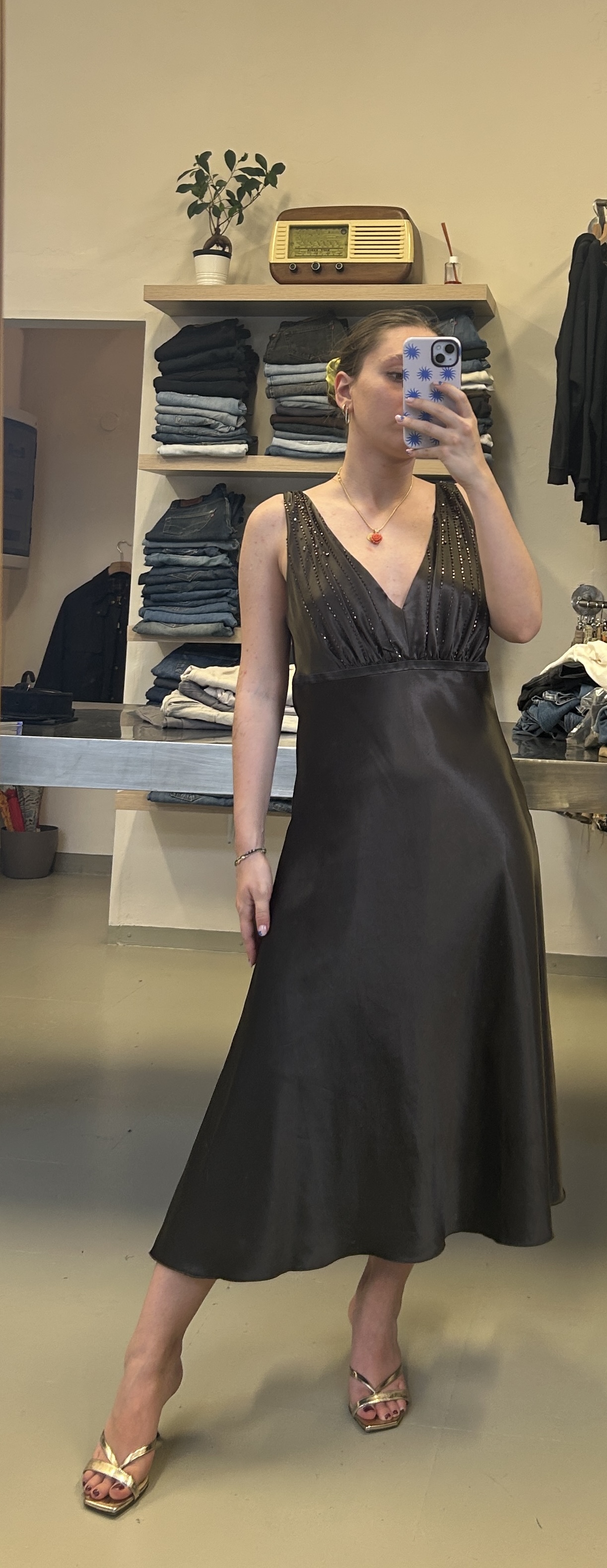 Elegant Dark Brown Dress Taglia M/L