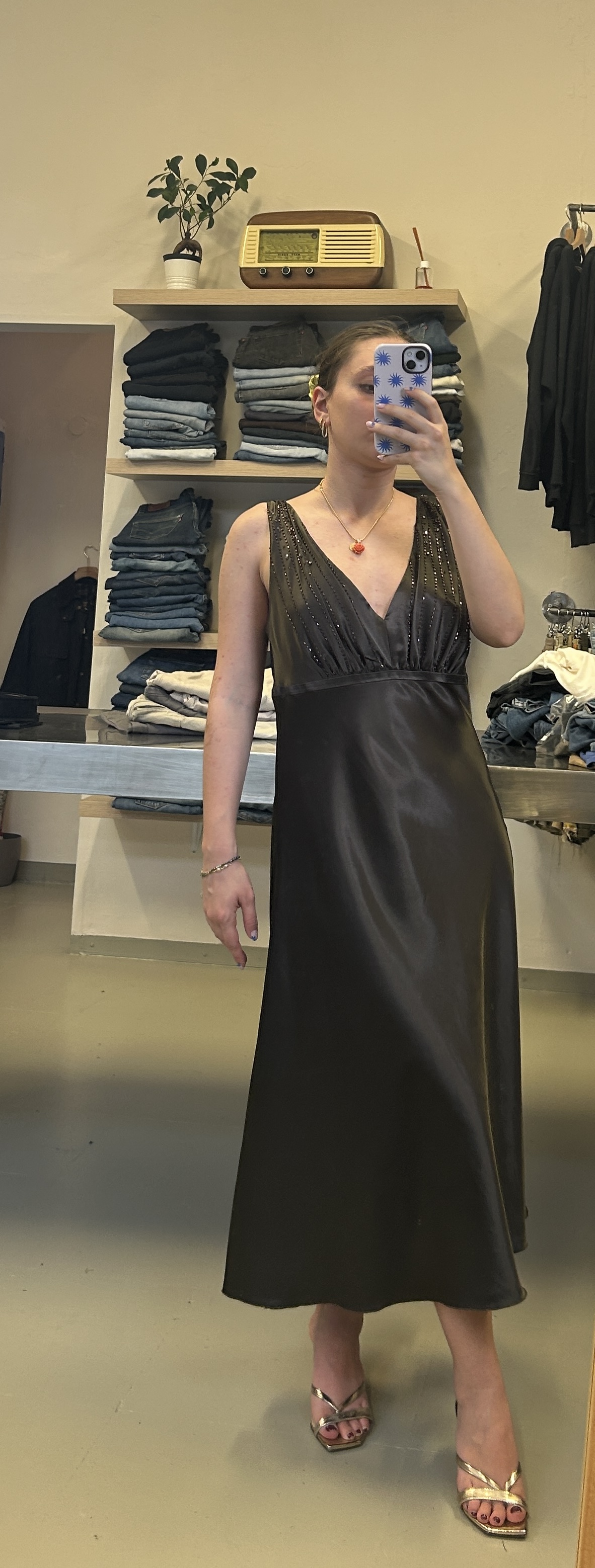 Elegant Dark Brown Dress Taglia M/L