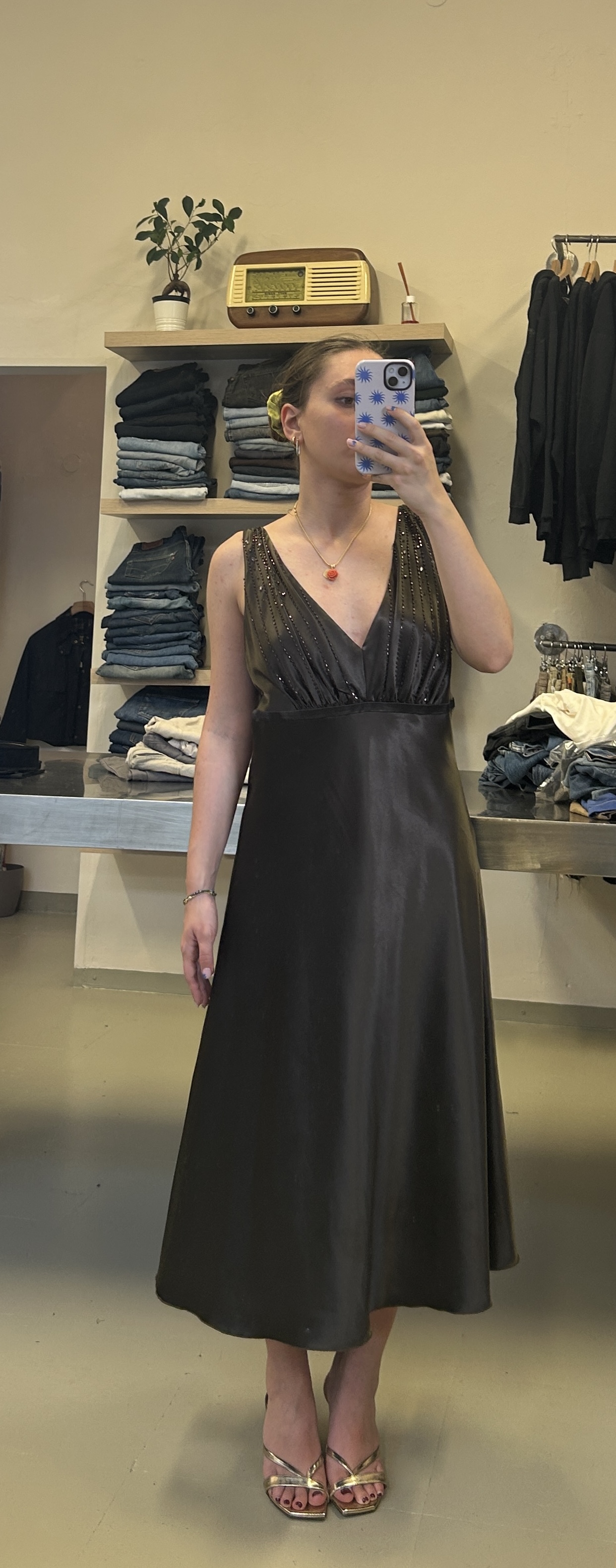 Elegant Dark Brown Dress Taglia M/L
