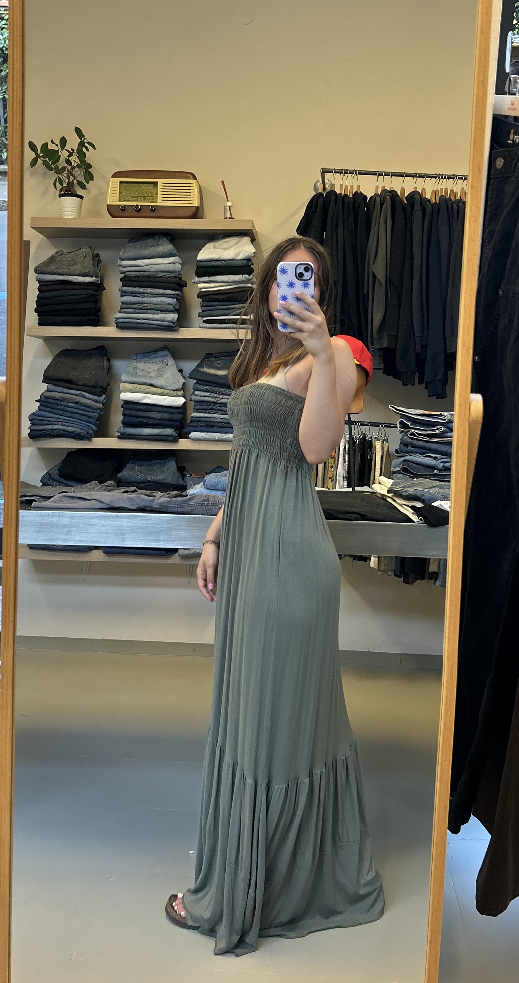 Long Green Maxi Dress Veste da S ad L