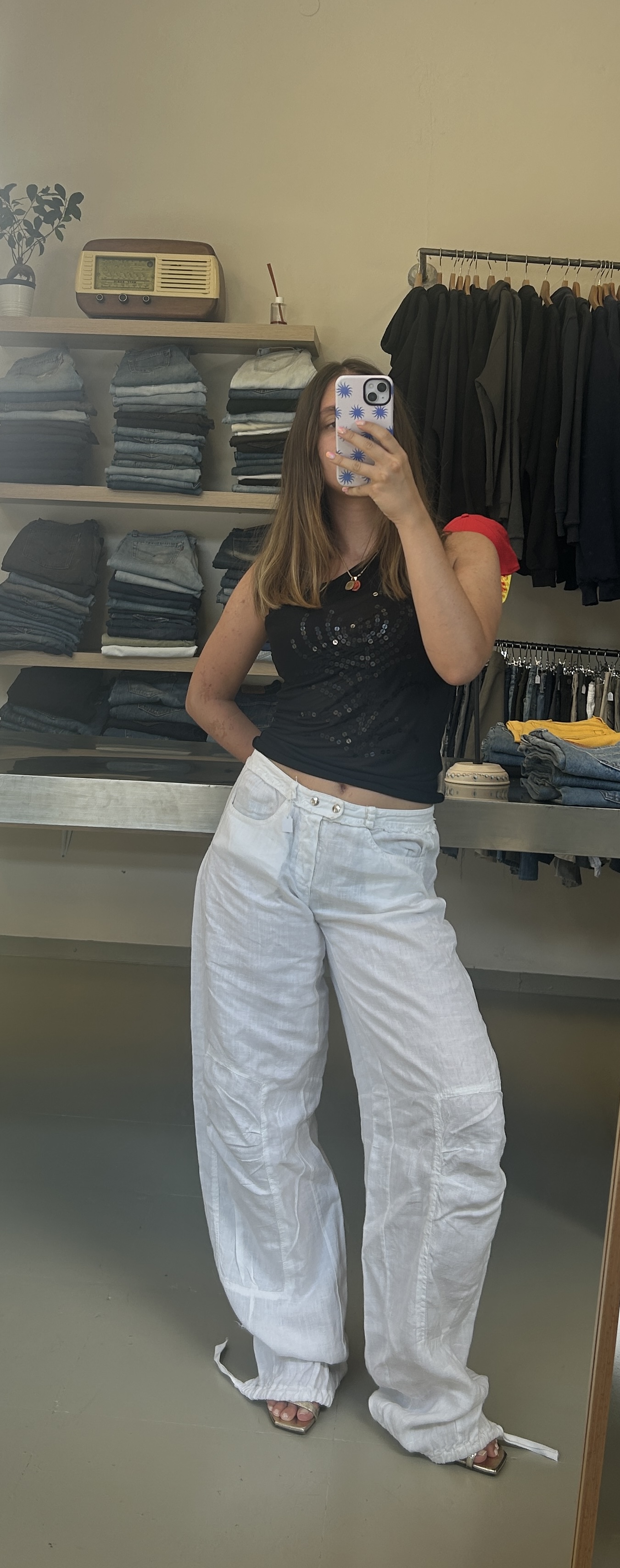 White Wide-Leg Pants Taglia L