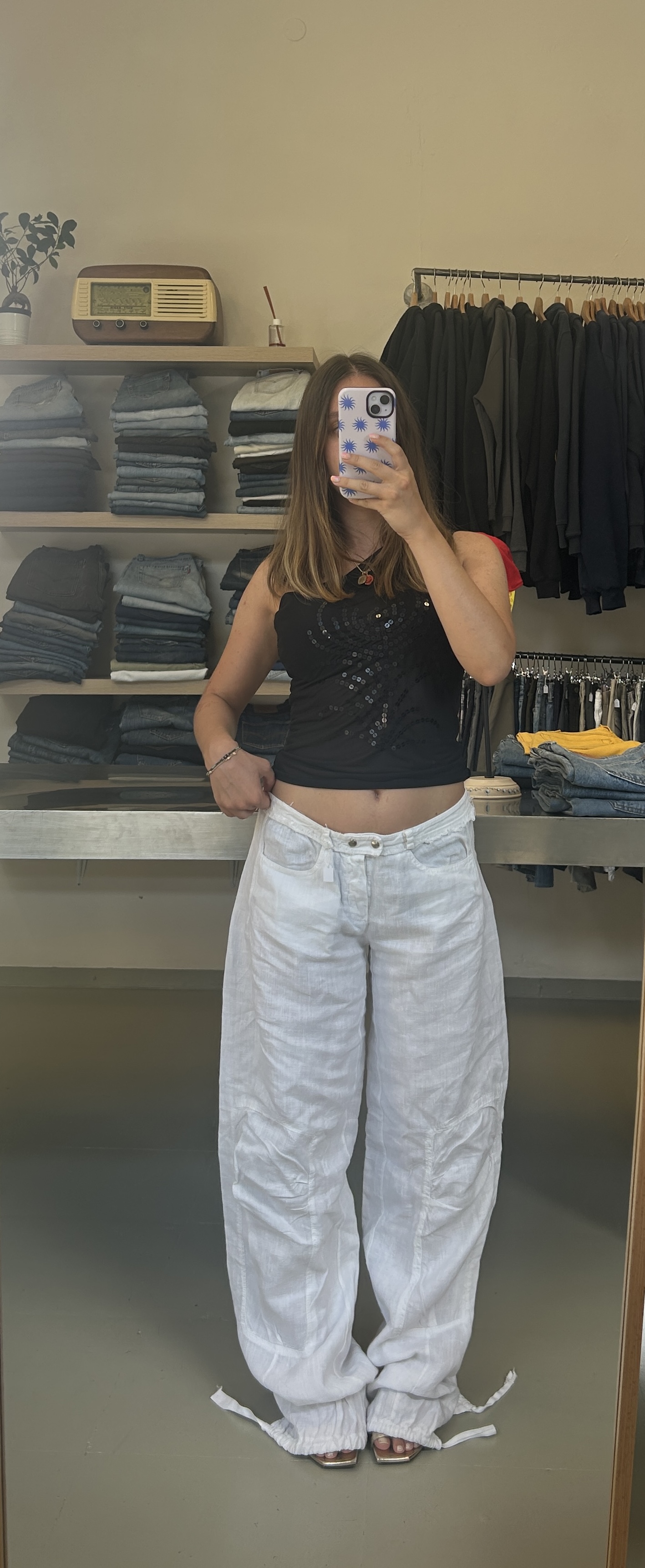 White Wide-Leg Pants Taglia L