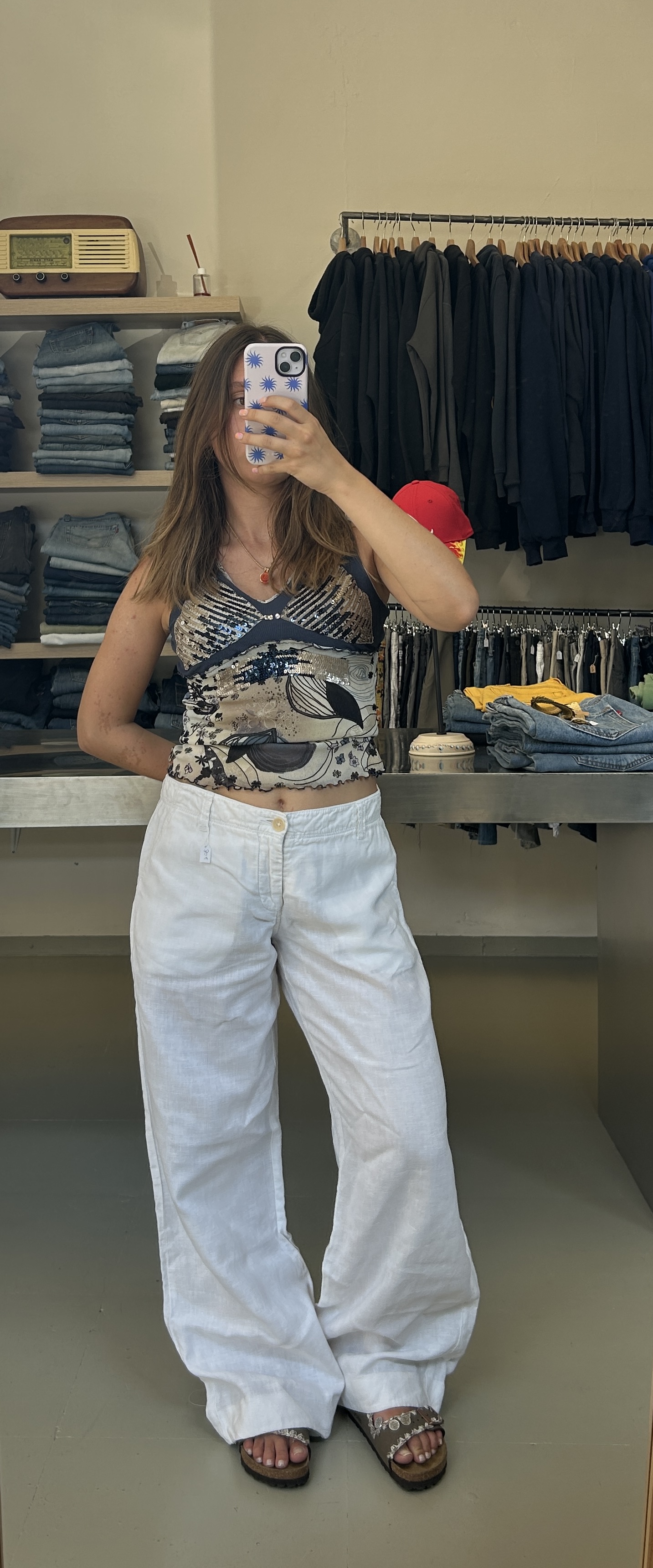 White Wide-Leg Linen Pants Taglia 42/44 IT