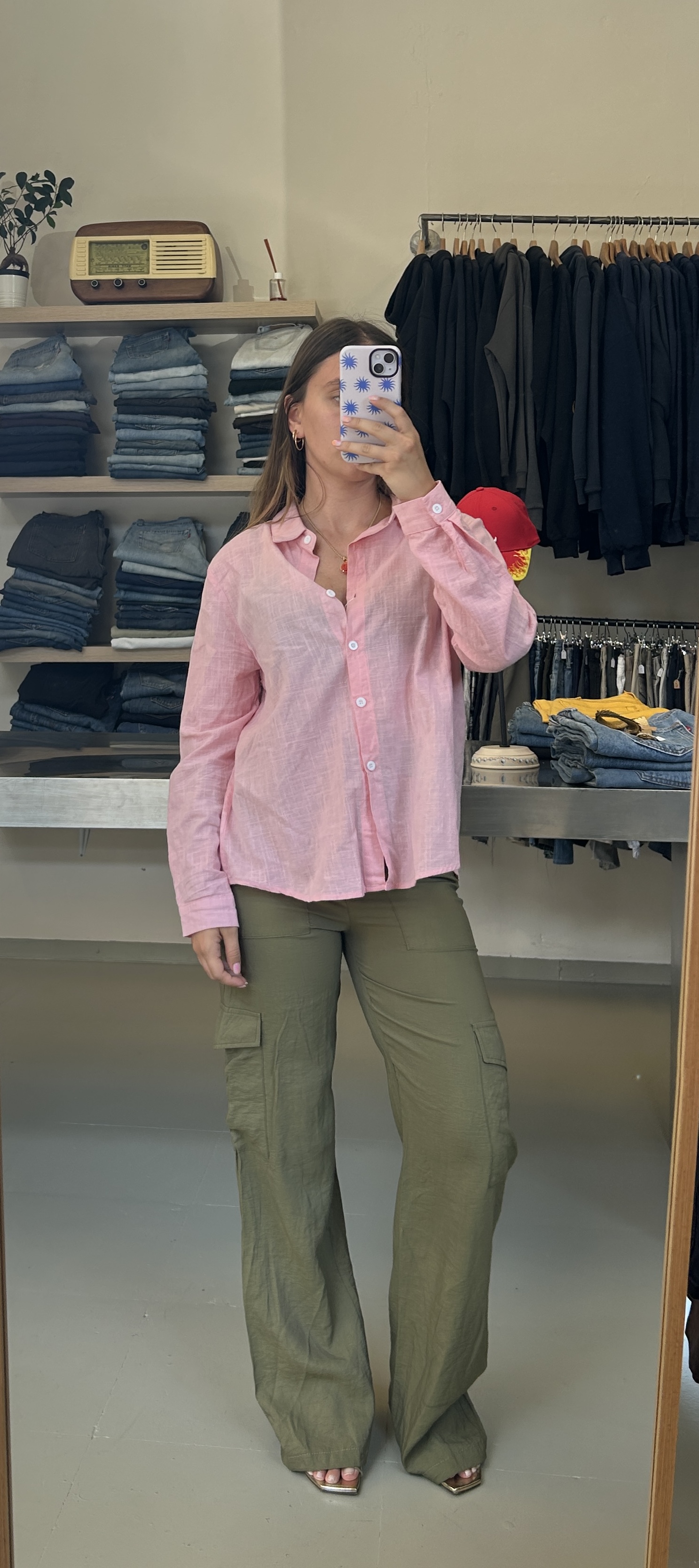 Pink Button-Up Shirt Taglia S/M