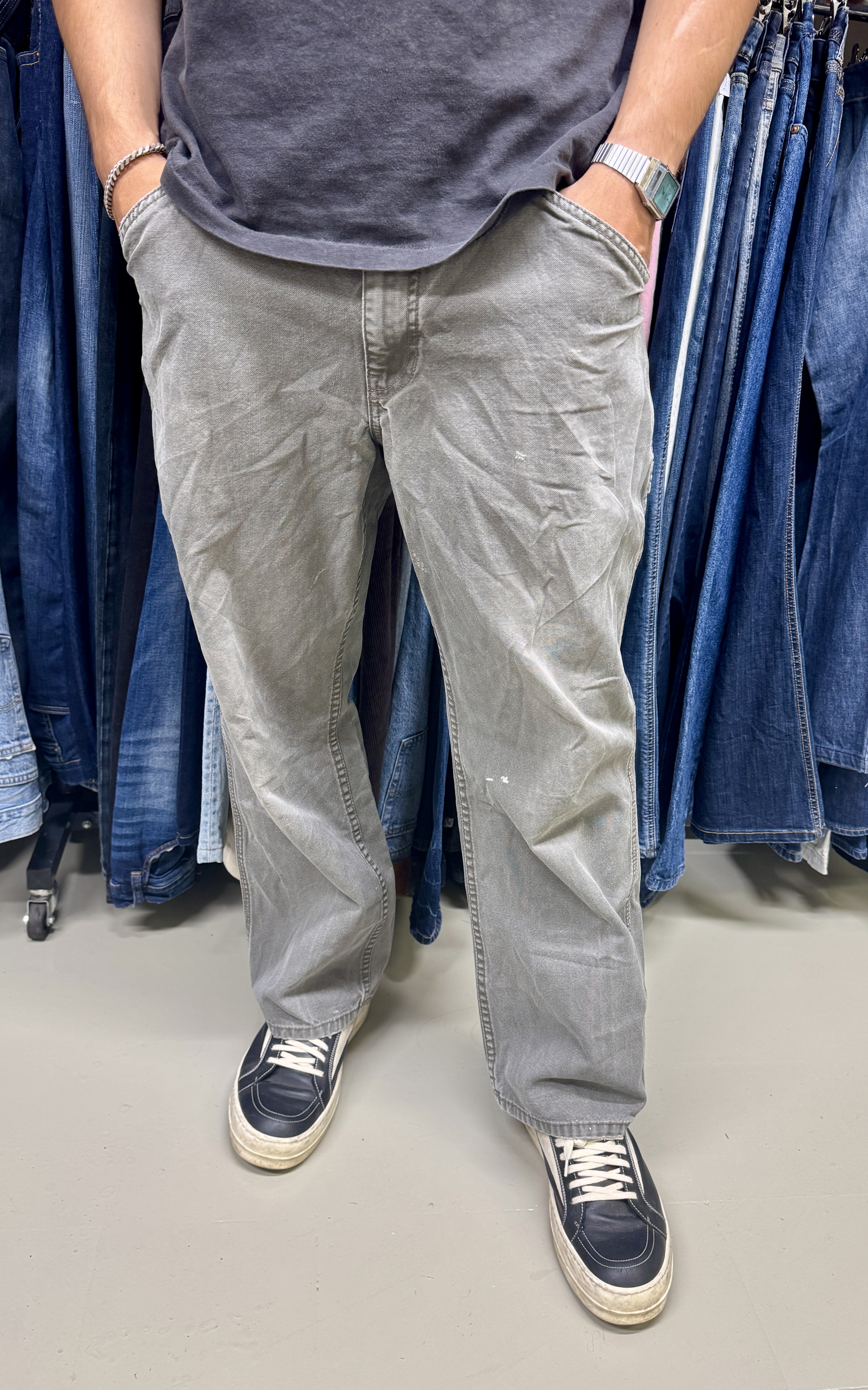 Pantaloni carpenter grigi uomo taglia 36 US