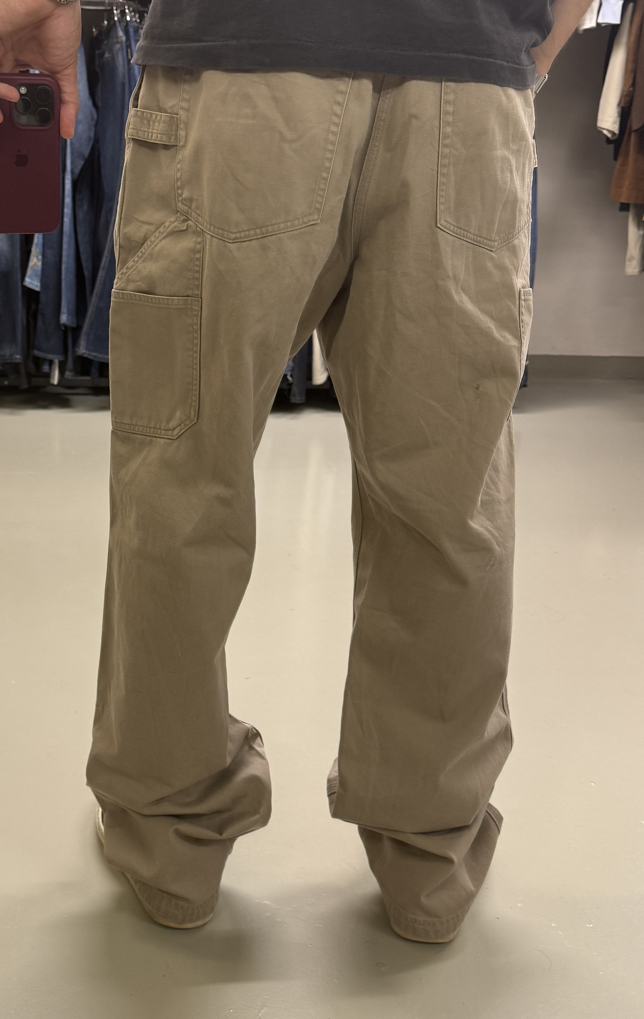 Pantaloni carpenter uomo beige elastico in vita