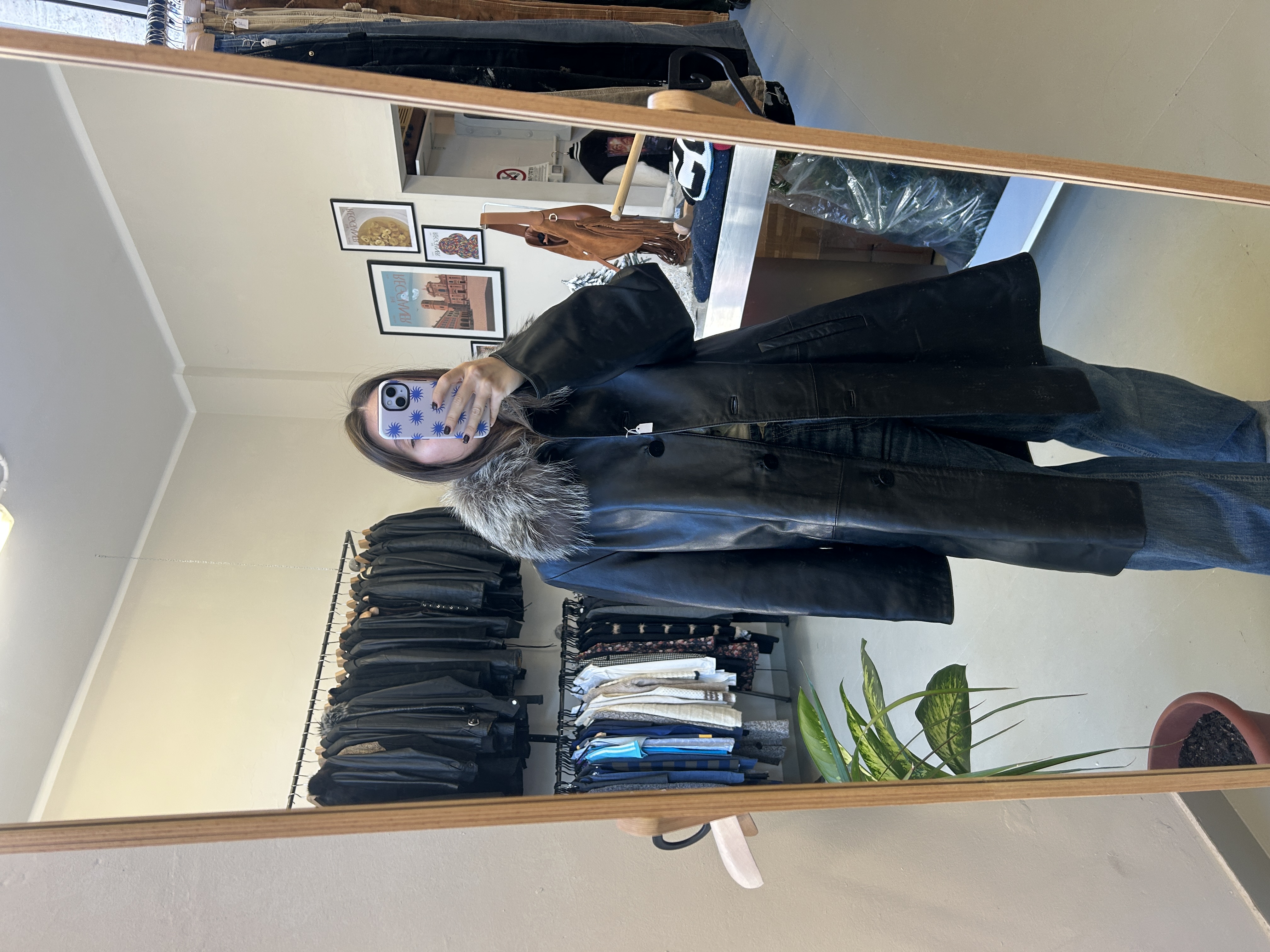 Leather jacket with fur taglia L/XL