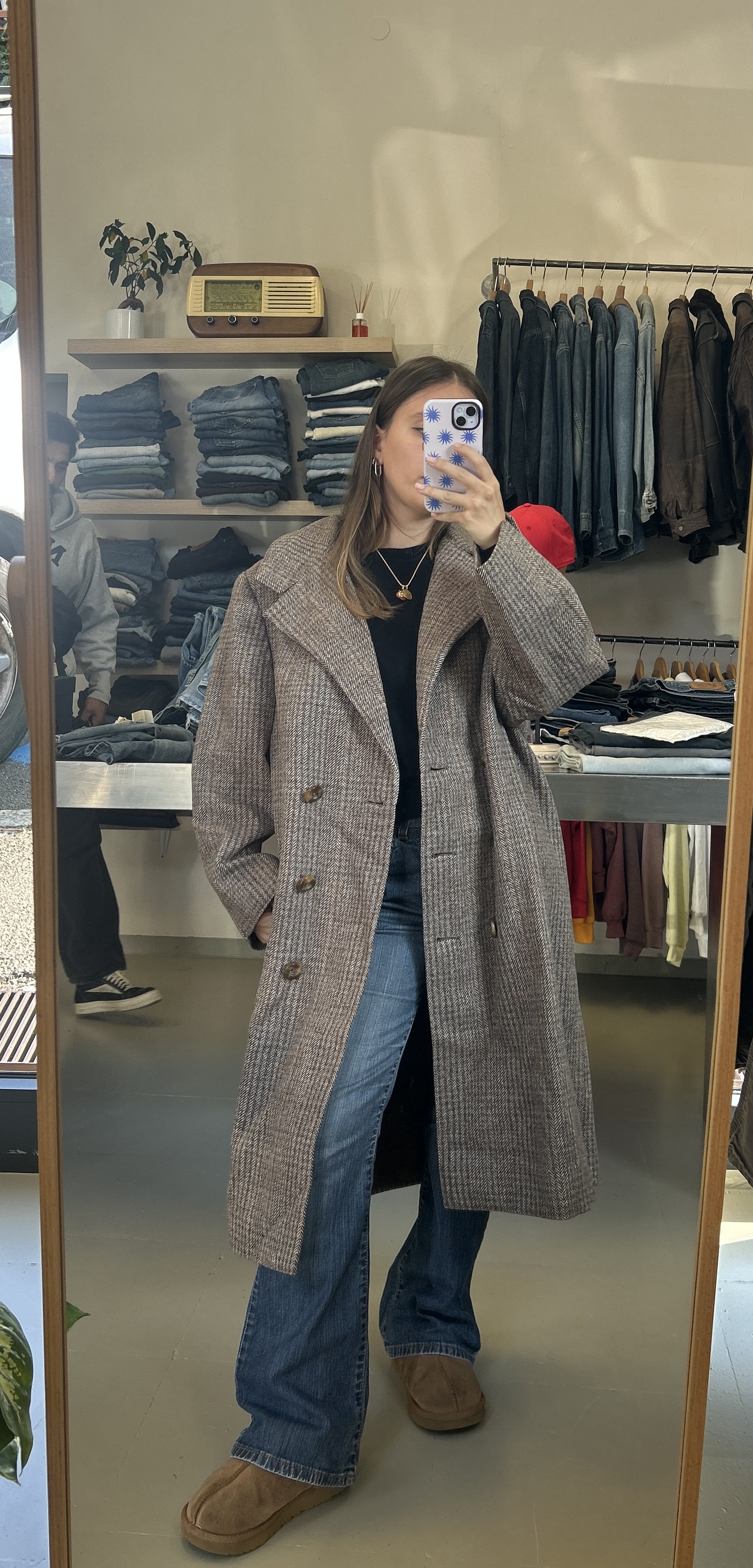 Checked Wool Long Coat Taglia L
