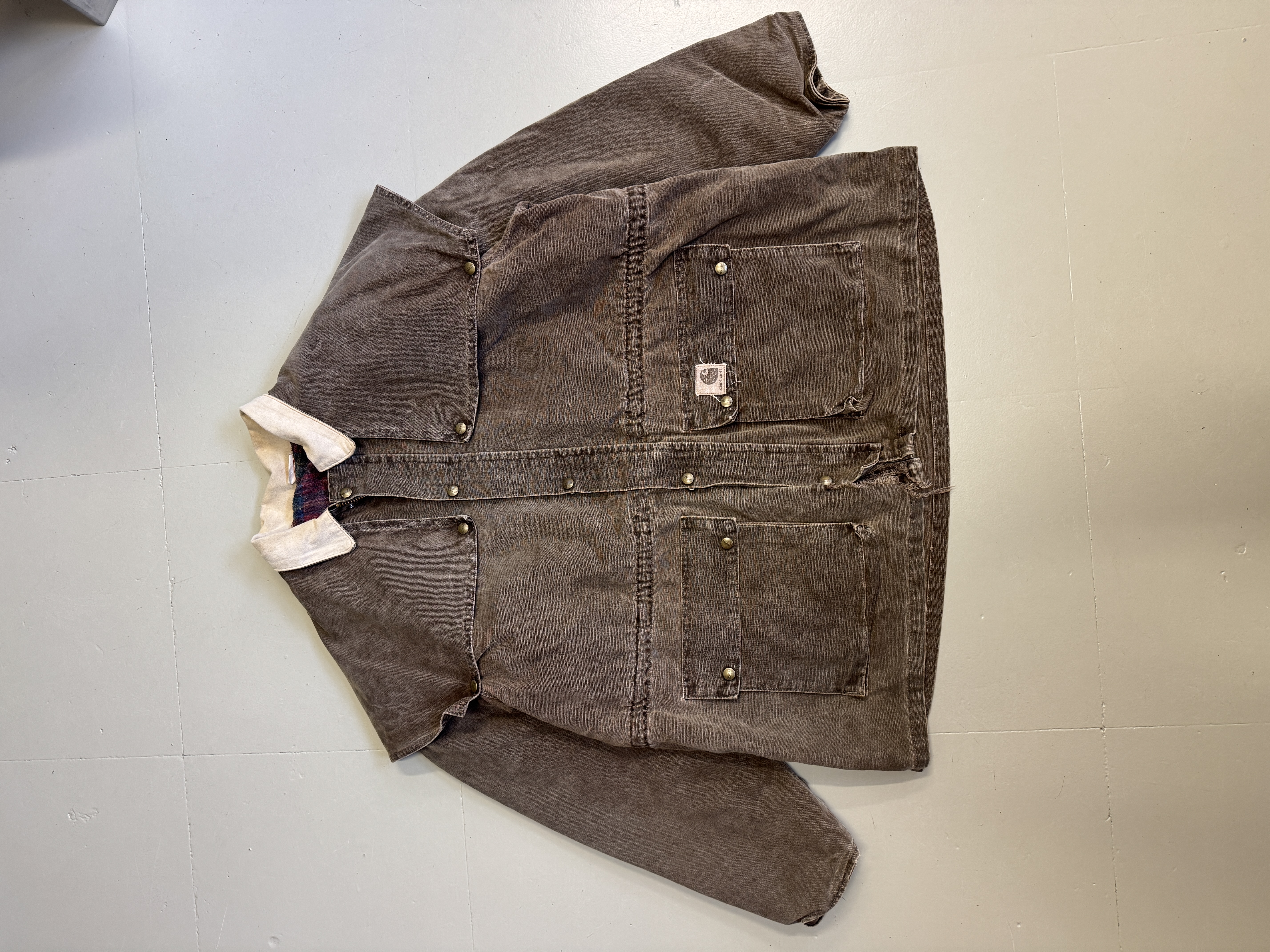 Vintage Carhartt CW082 Duster Chore Cape Coat Brown Size XXL