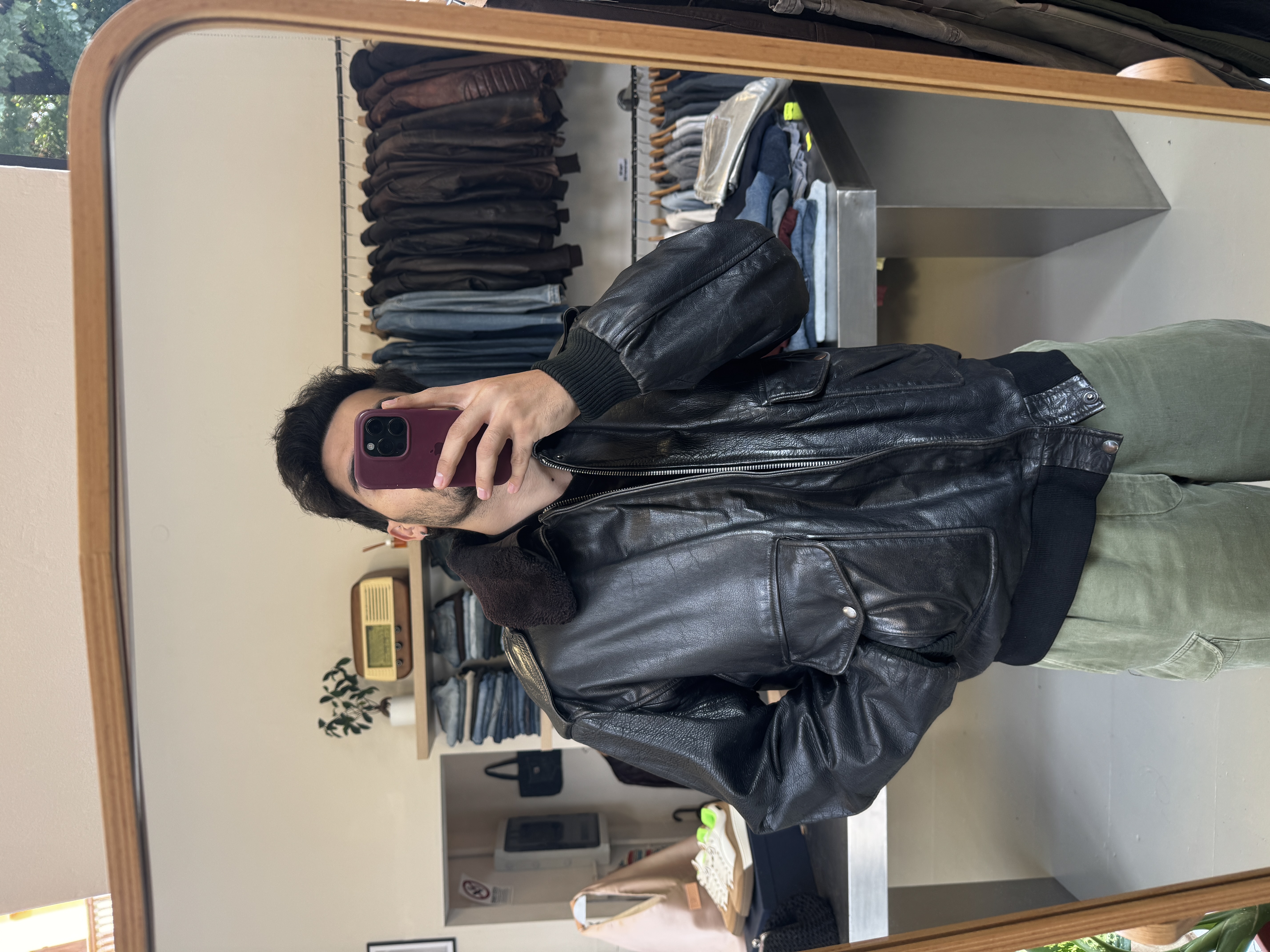 Vintage Black Leather Jacket taglia L
