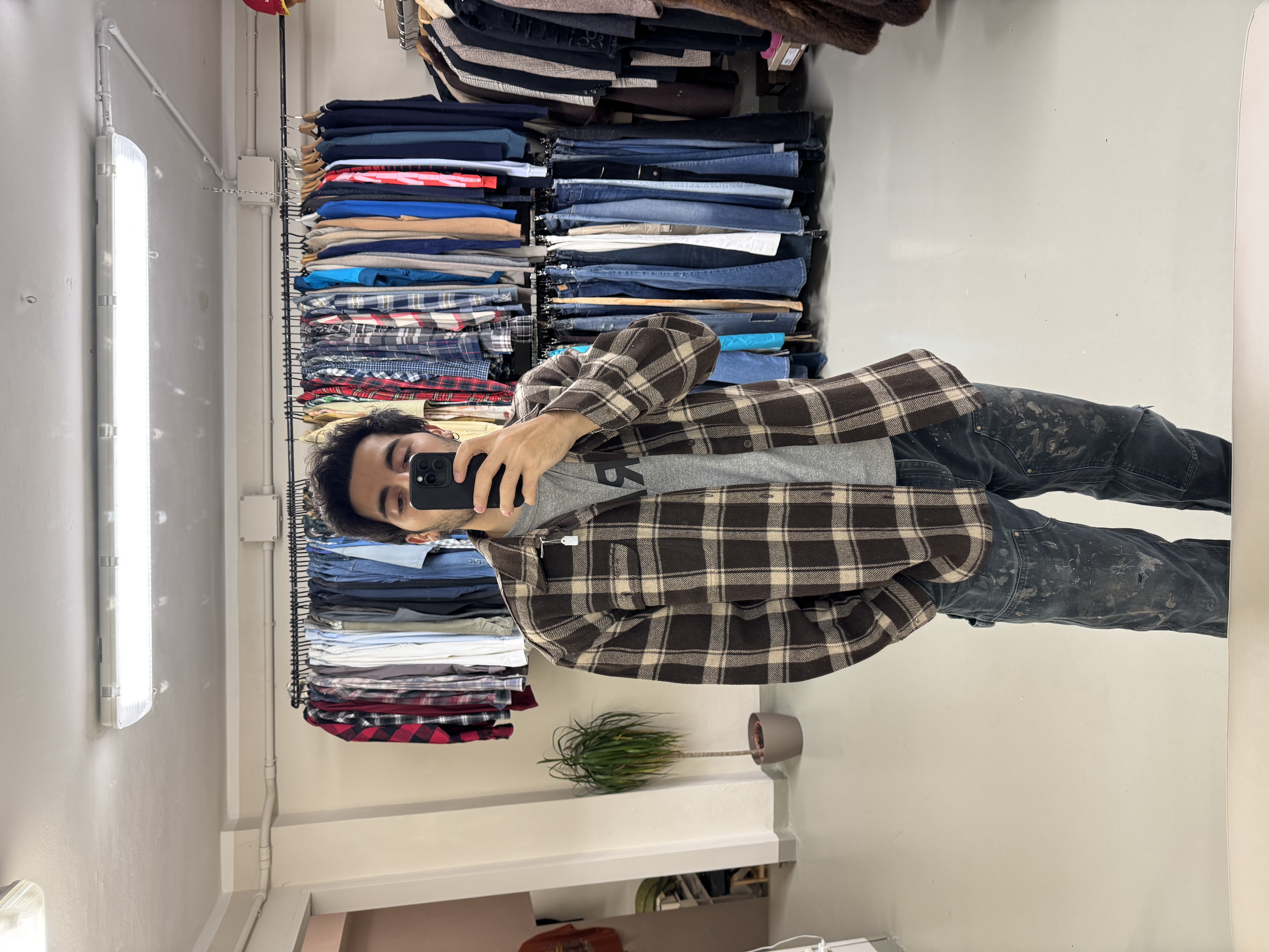 Schott camicia a quadri marrone da uomo taglia XL