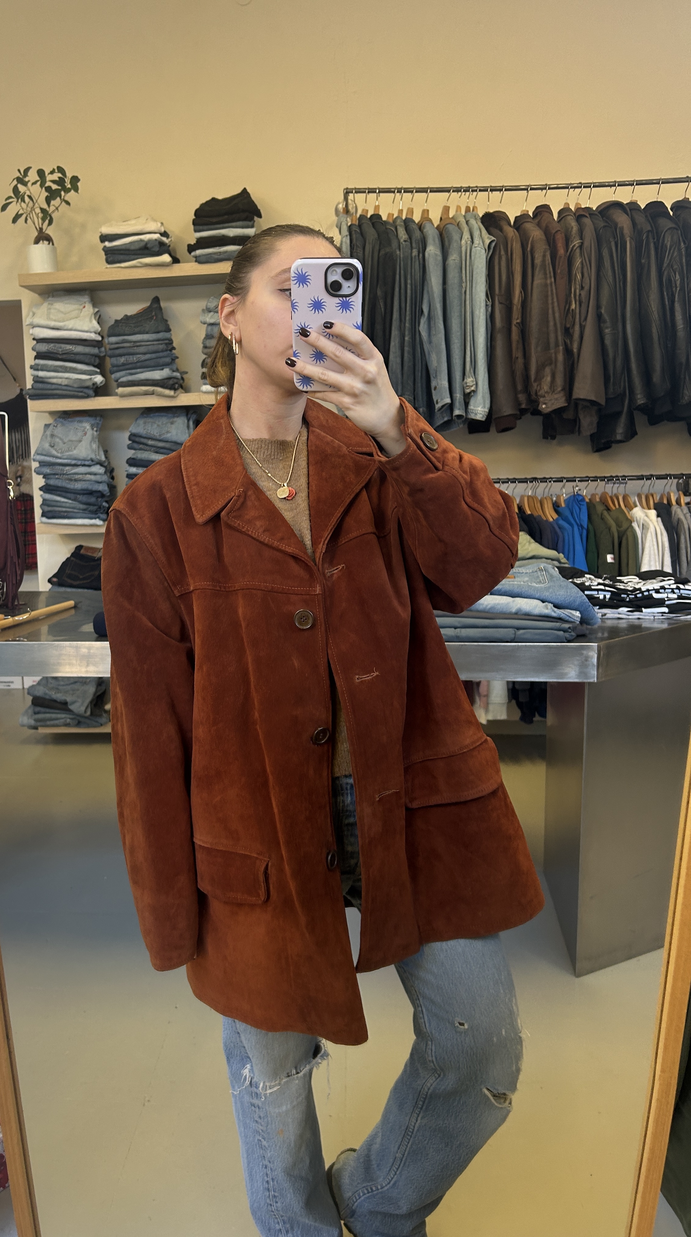 Vintage Brown Suede Jacket taglia L/XL