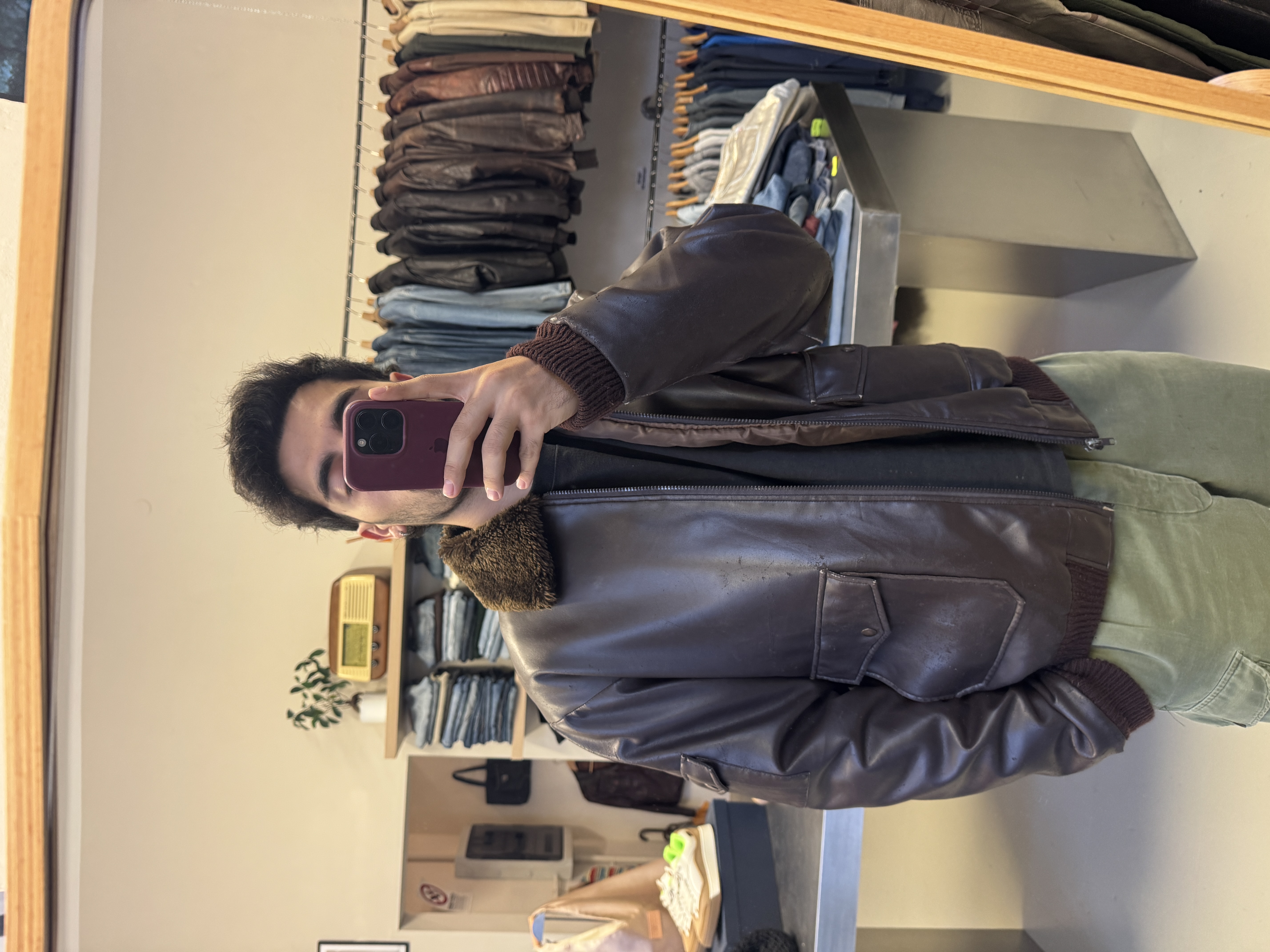 Vintage Brown Leather Jacket taglia L