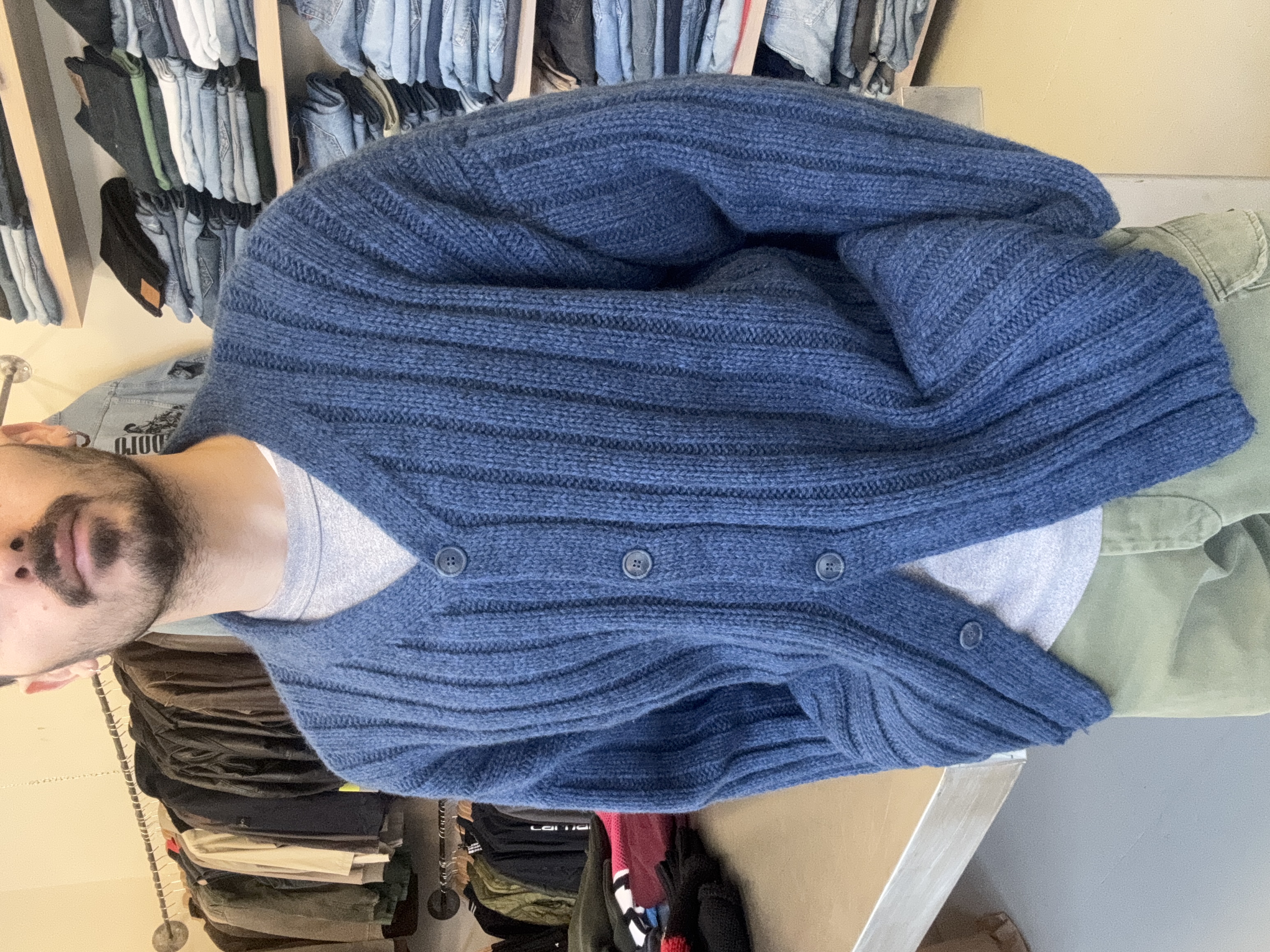 Dolce & Gabbana cardigan blu a coste taglia XL