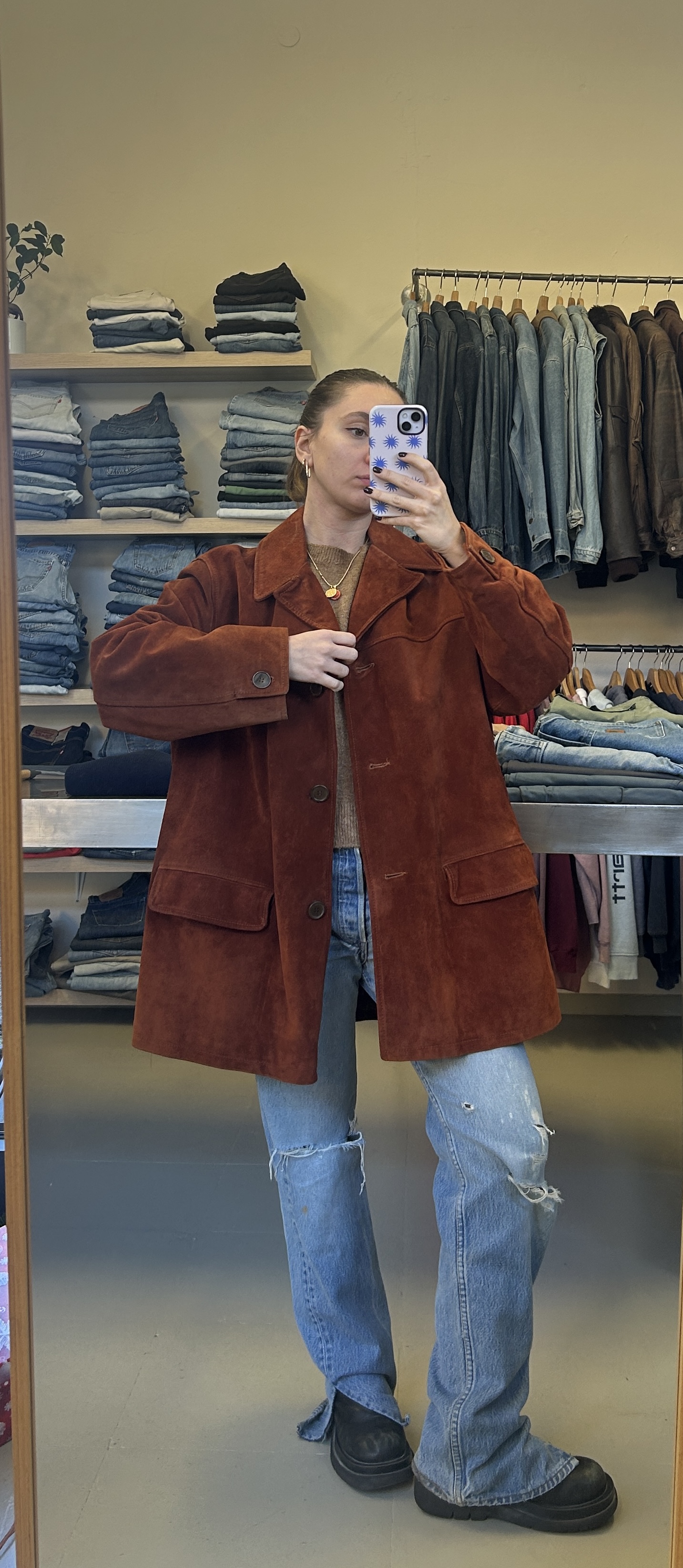 Vintage Brown Suede Jacket taglia L/XL