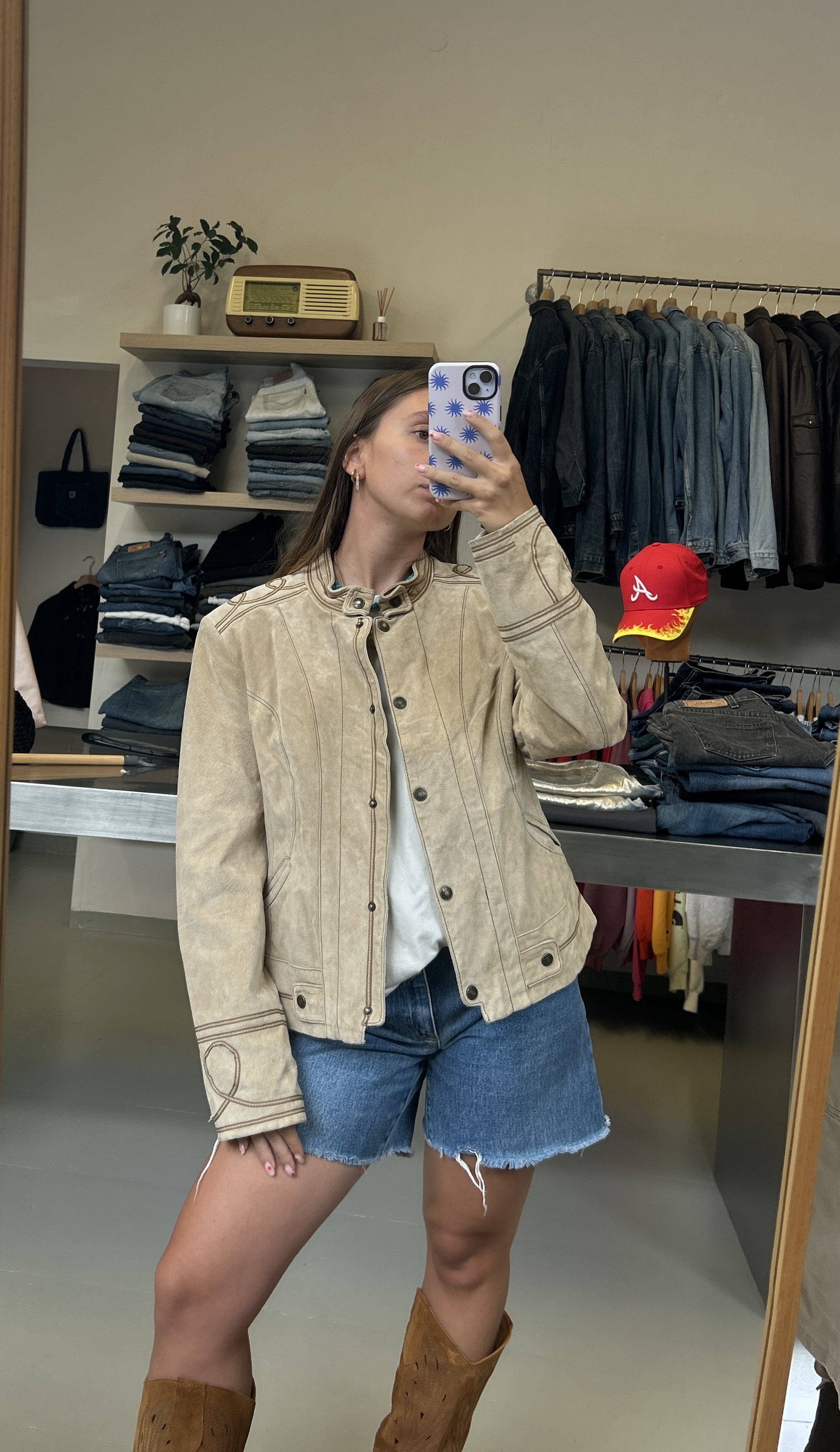 Beige suede jacket Taglia S/M