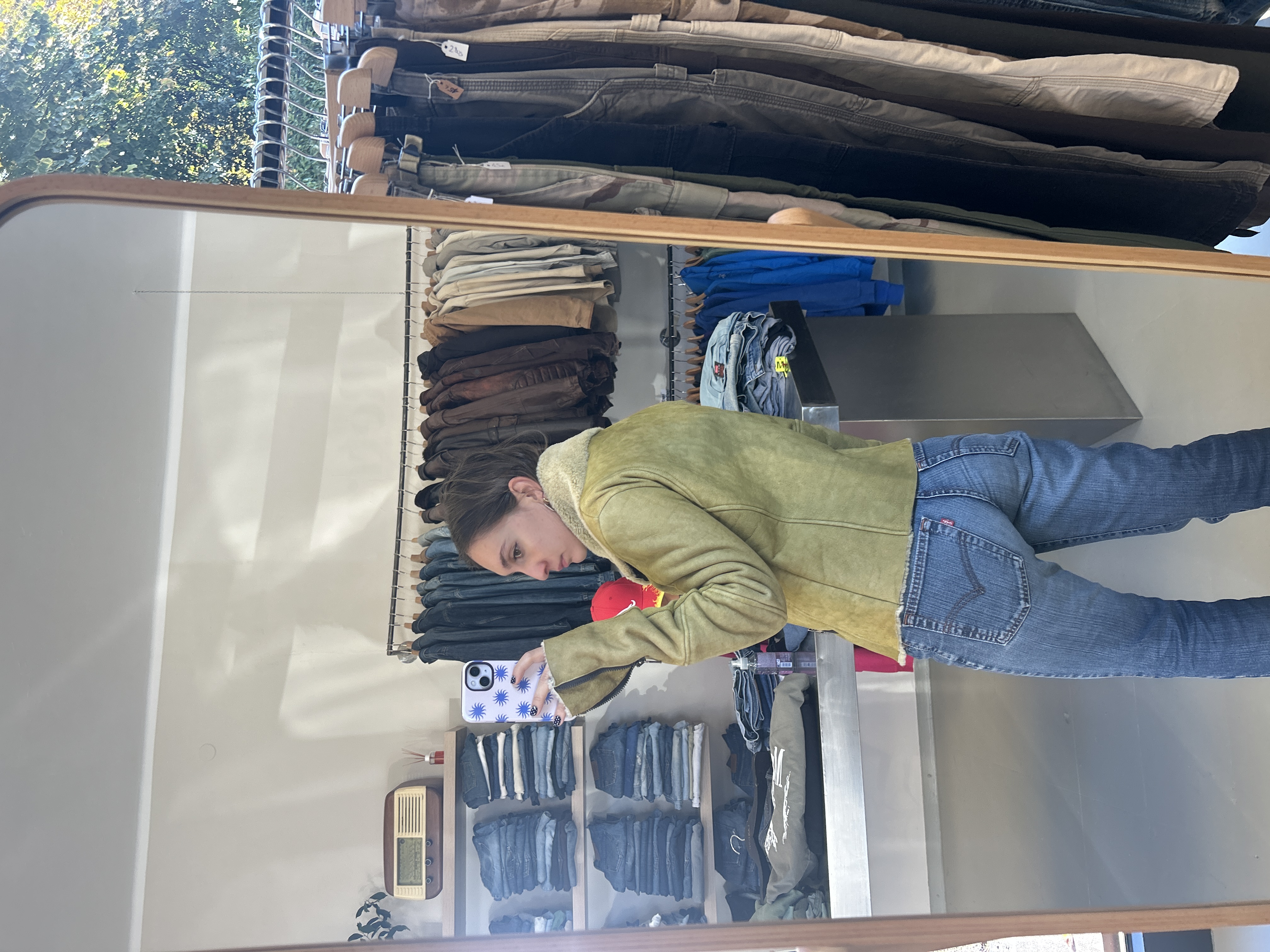 Green Shearling Biker Jacket taglia XS/S