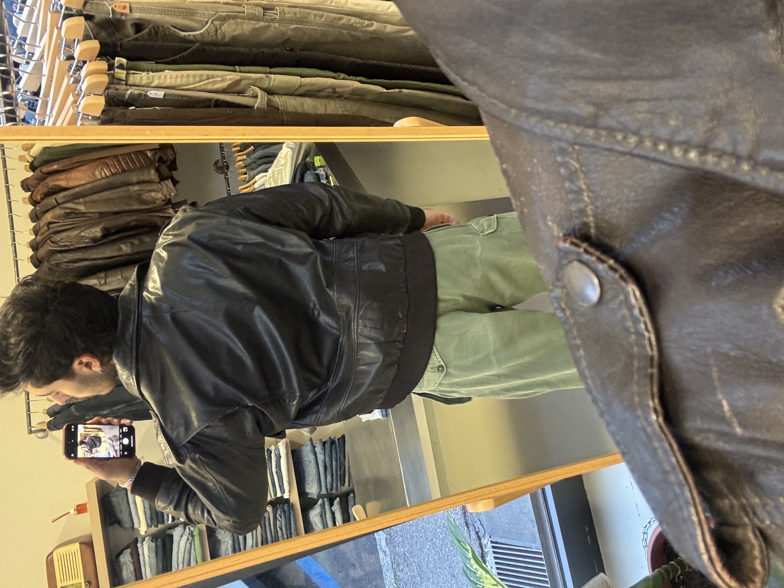 Black Leather Jacket Taglia S