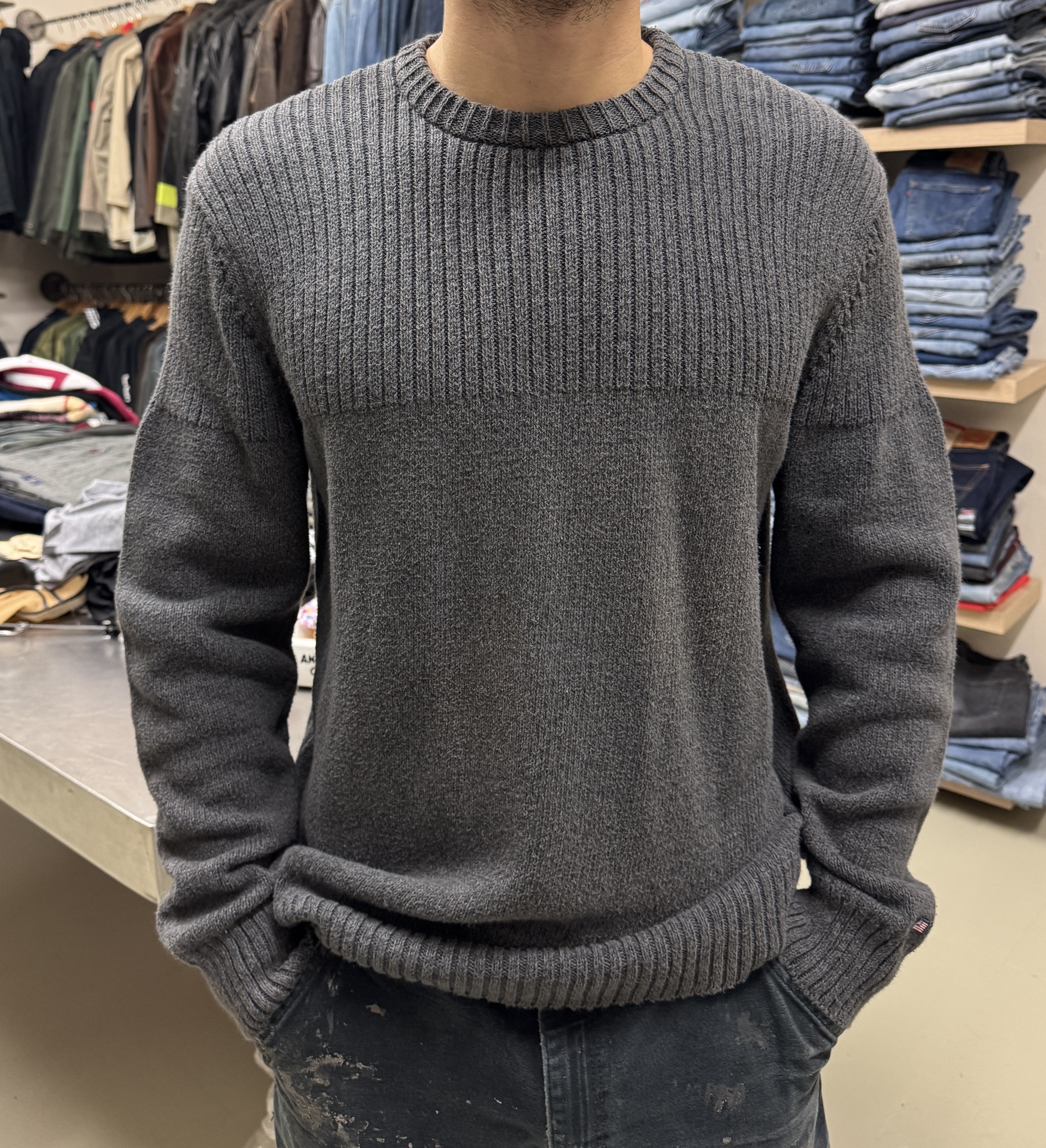 Maglione grigio a costine taglia XL