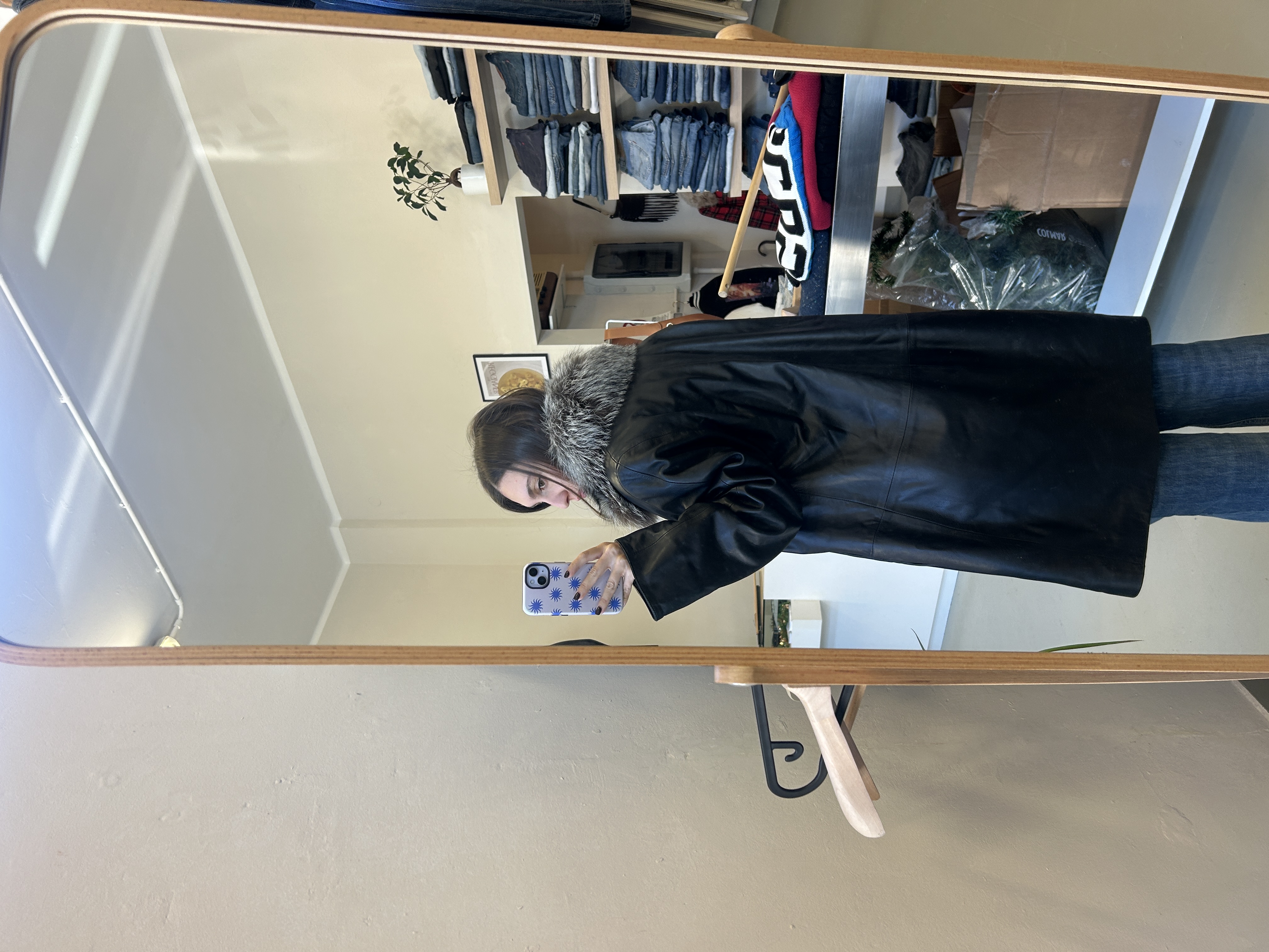 Leather jacket with fur taglia L/XL