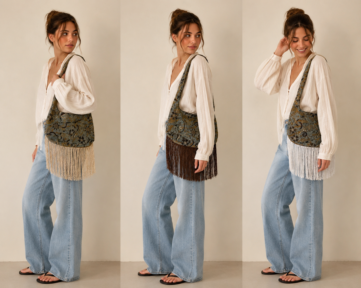 Borsa a spalla con frange