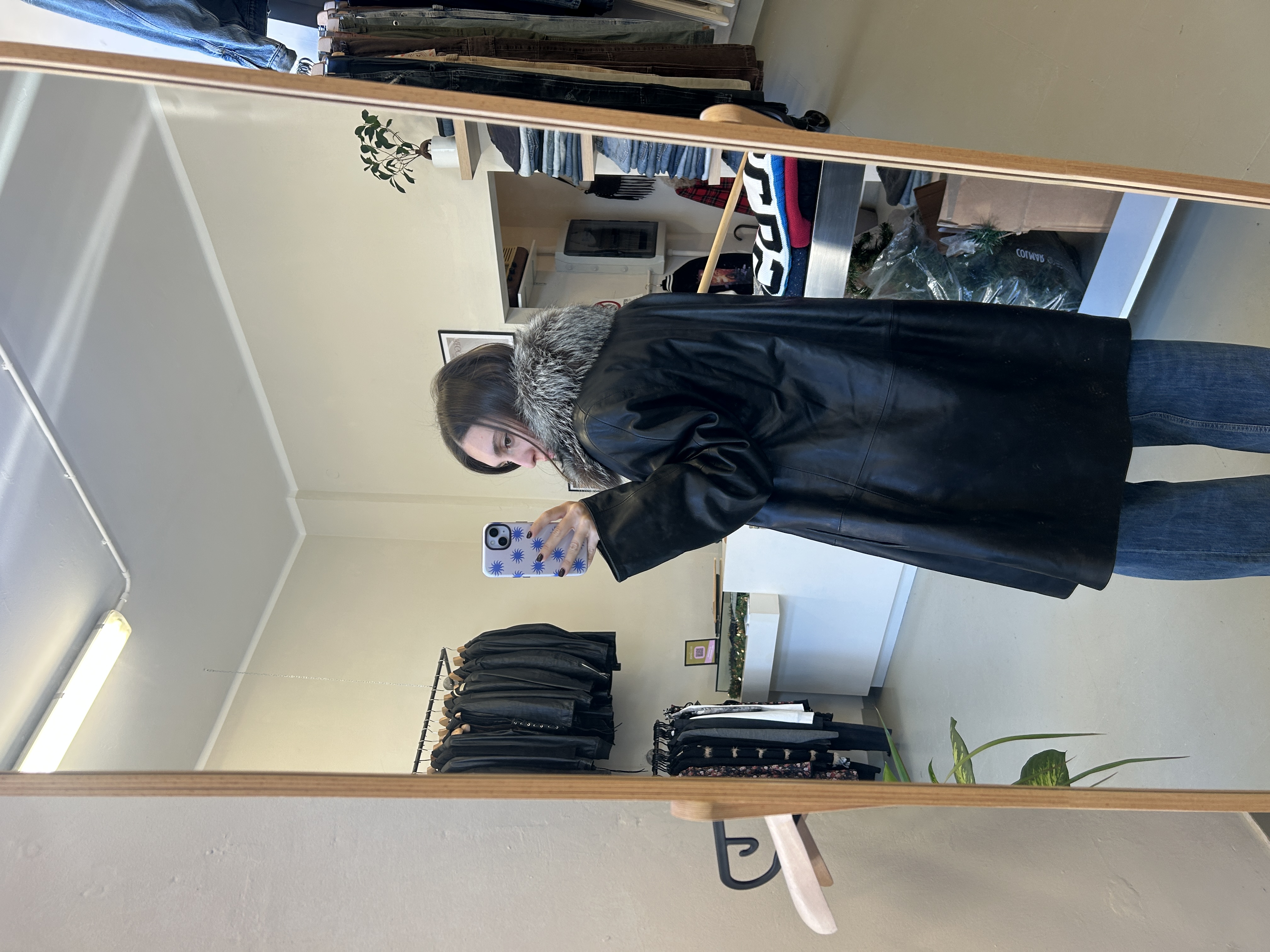 Leather jacket with fur taglia L/XL